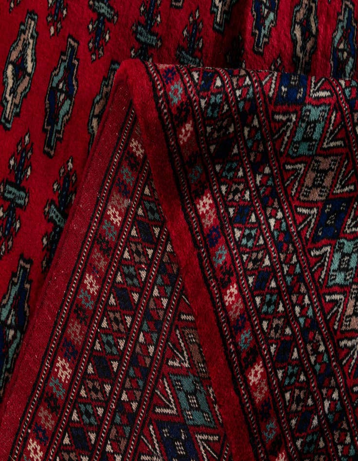 Detail image of  4' 3 x 6' 2  Hand Knotted Bokhara Oriental Wool Rug