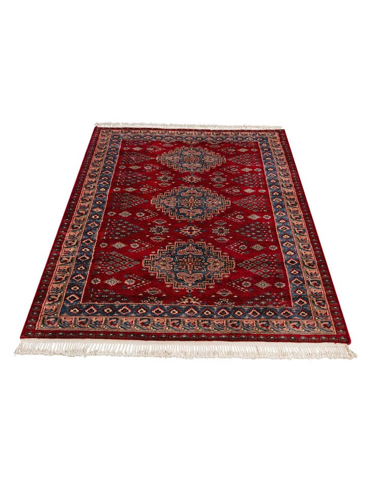 Detail image of  4' 1 x 6' 6  Hand Knotted Bokhara Oriental Wool Rug