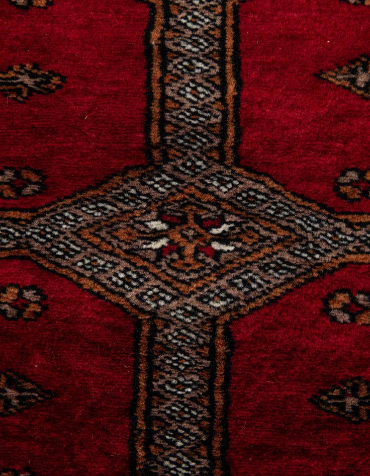 Detail image of  4' 3 x 6'  Hand Knotted Bokhara Wool Rug