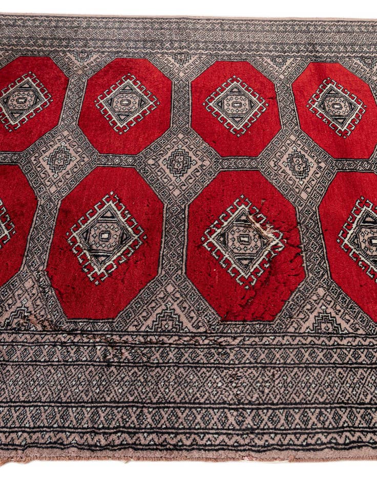 Detail image of  4' 2 x 5' 11  Hand Knotted Bokhara Oriental Wool Rug