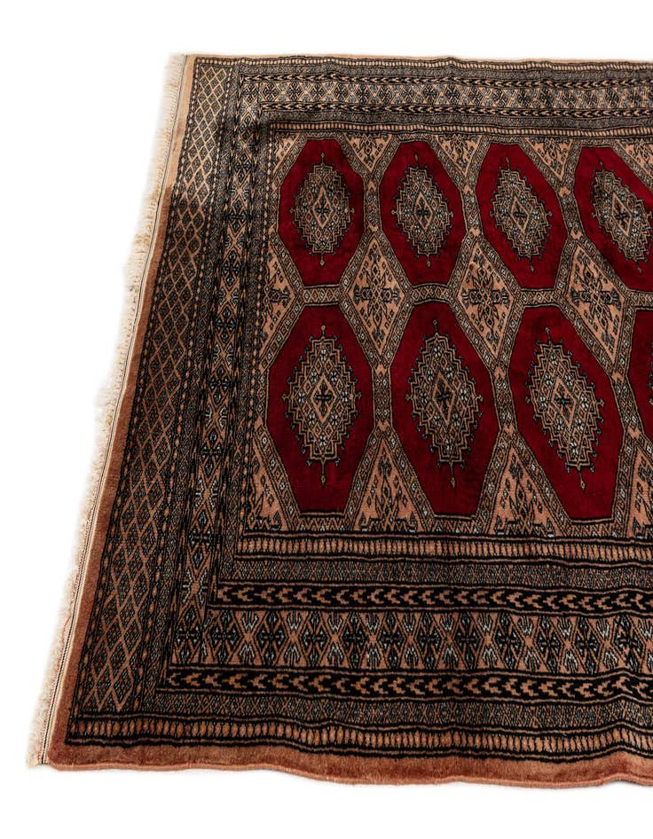 Detail image of  4' 3 x 6' 1  Hand Knotted Bokhara Oriental Wool Rug