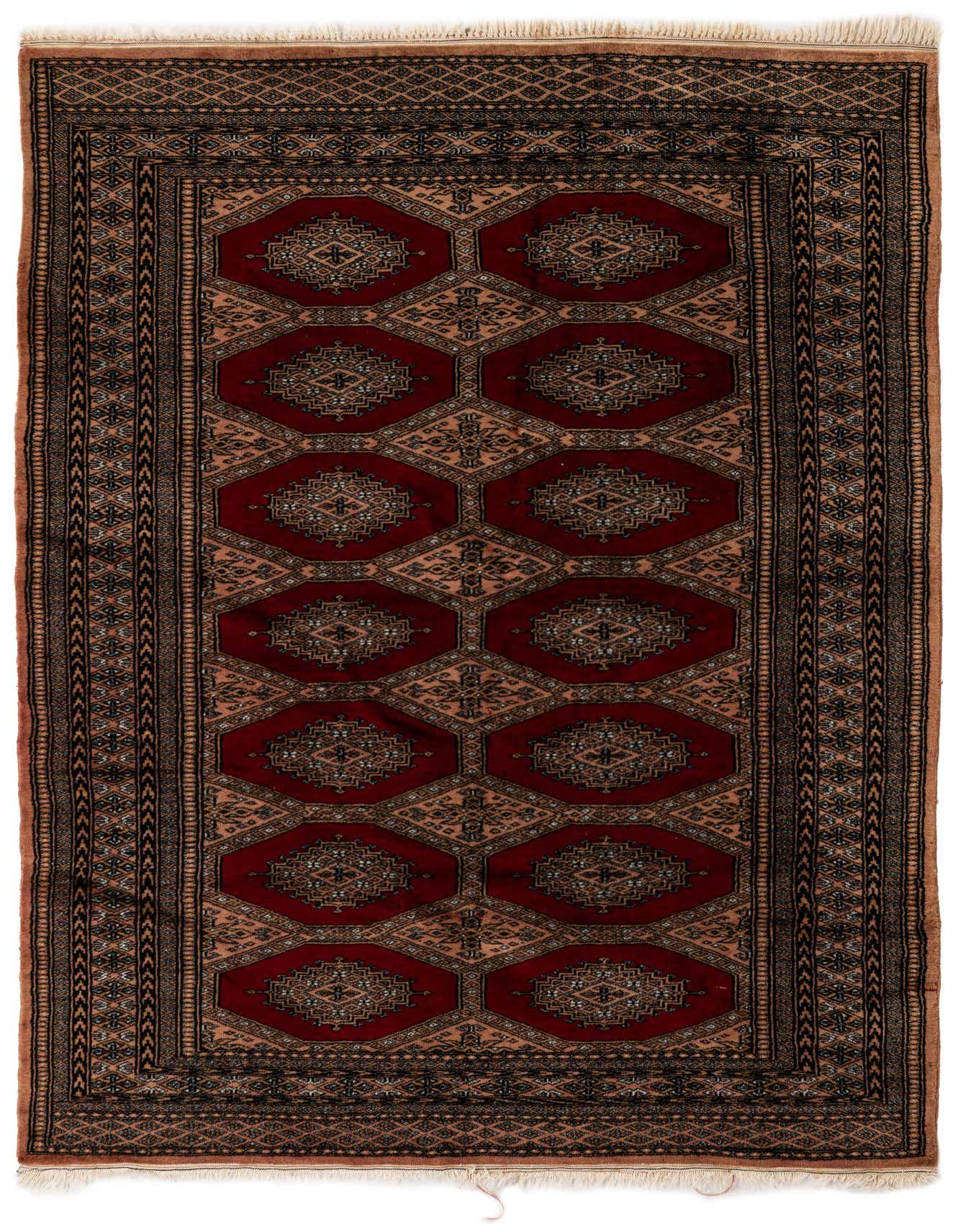 Primary image  4' 3 x 6' 1  Hand Knotted Bokhara Oriental Wool Rug