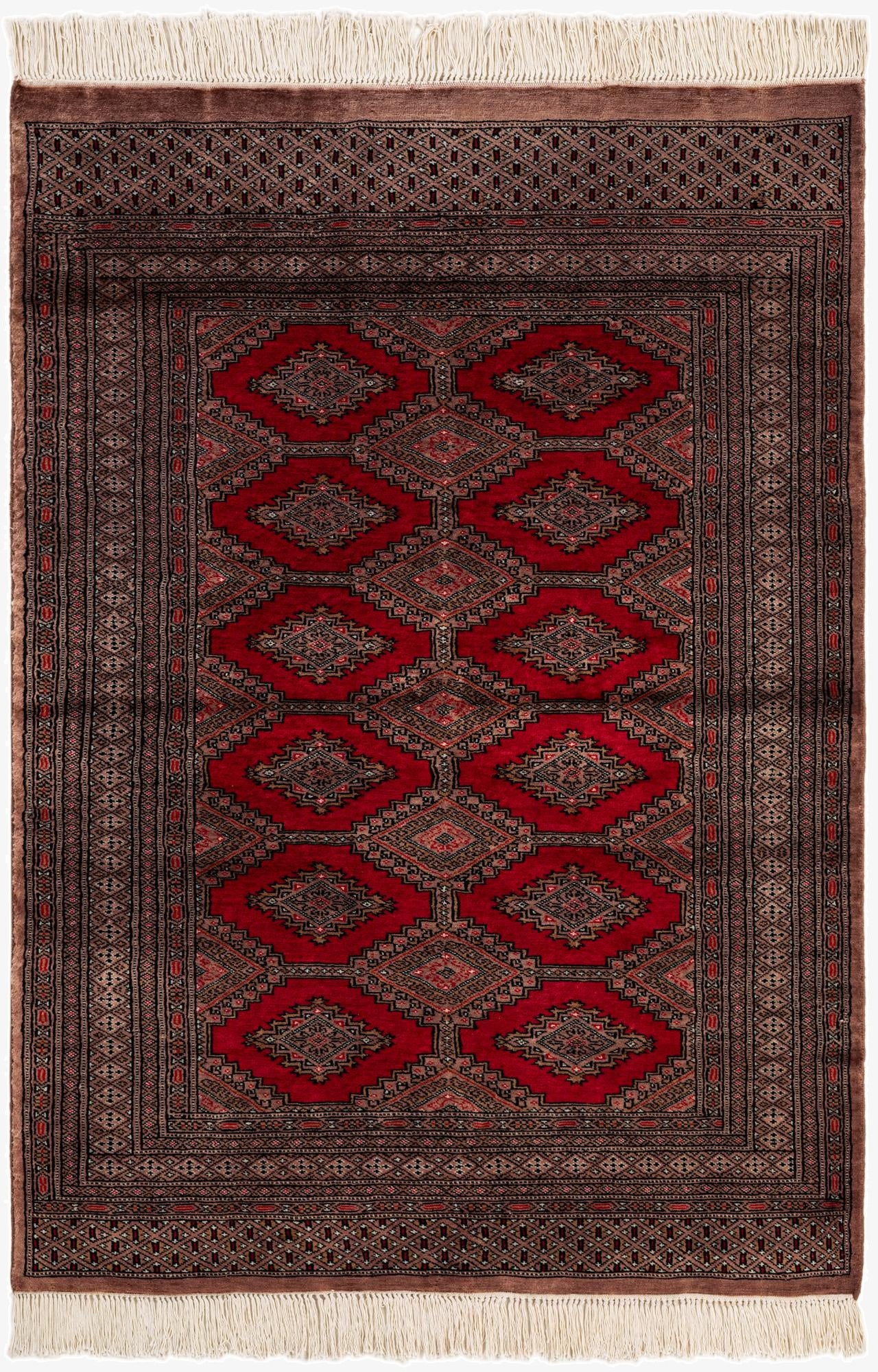  4' 1 x 5' 8  Hand Knotted Bokhara Oriental Wool Rug