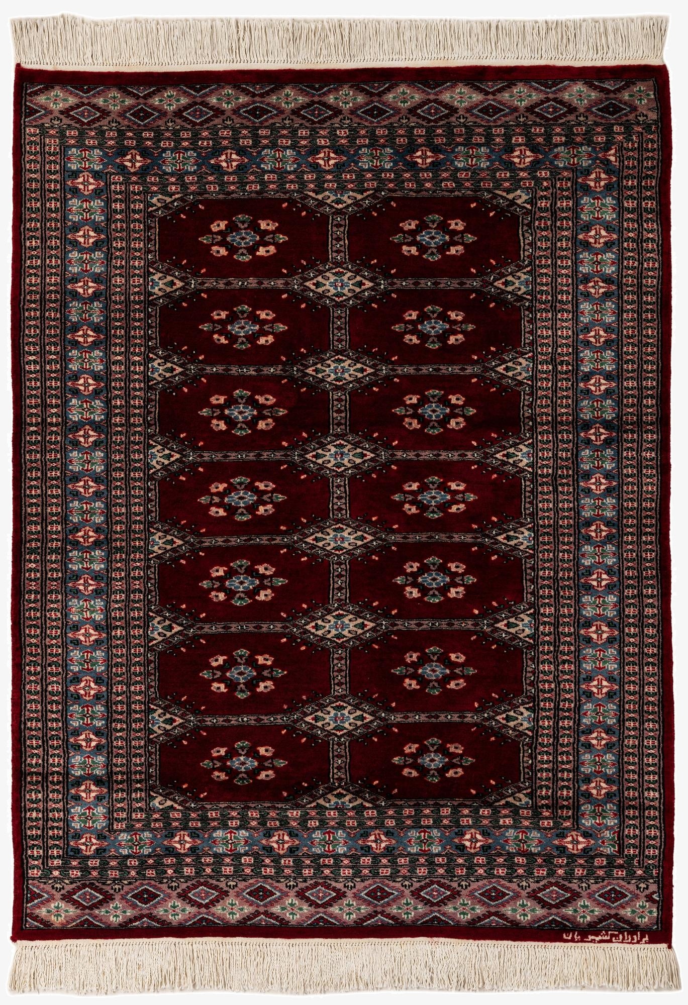  4' 2 x 5' 7  Hand Knotted Bokhara Oriental Wool Rug