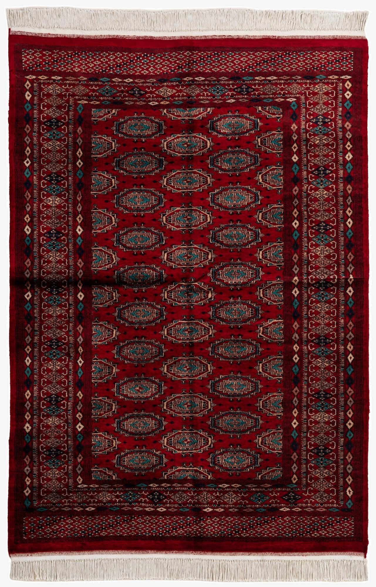  4' 2 x 6' 1  Hand Knotted Bokhara Oriental Wool Rug