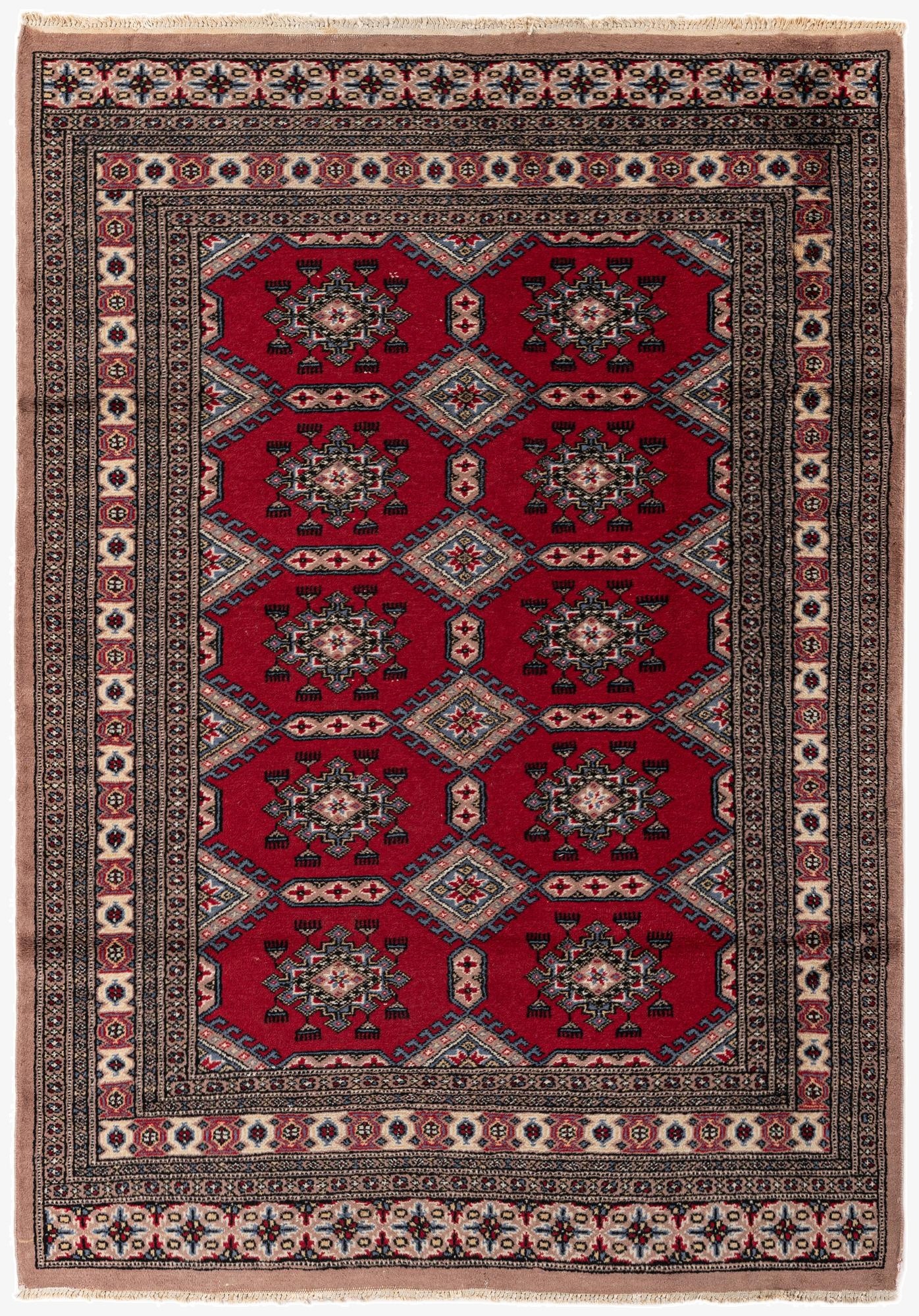  4' 4 x 6' 2  Hand Knotted Bokhara Oriental Wool Rug