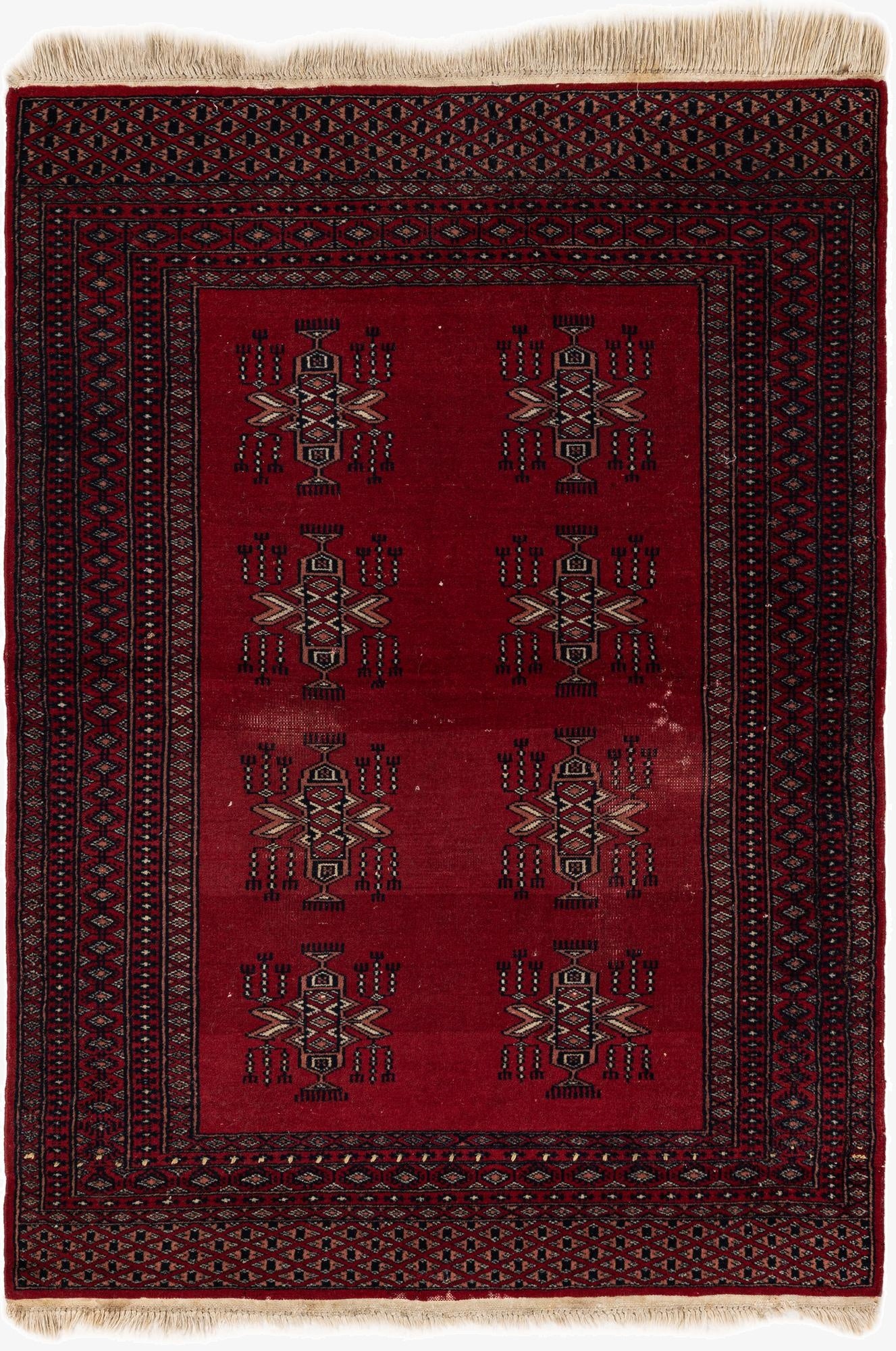 3' 1 x 4' 4  Hand Knotted Bokhara Oriental Wool Rug