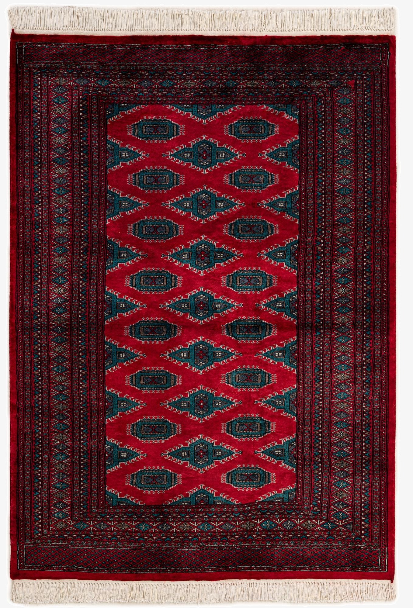  4' 1 x 6' 1  Hand Knotted Bokhara Wool Rug