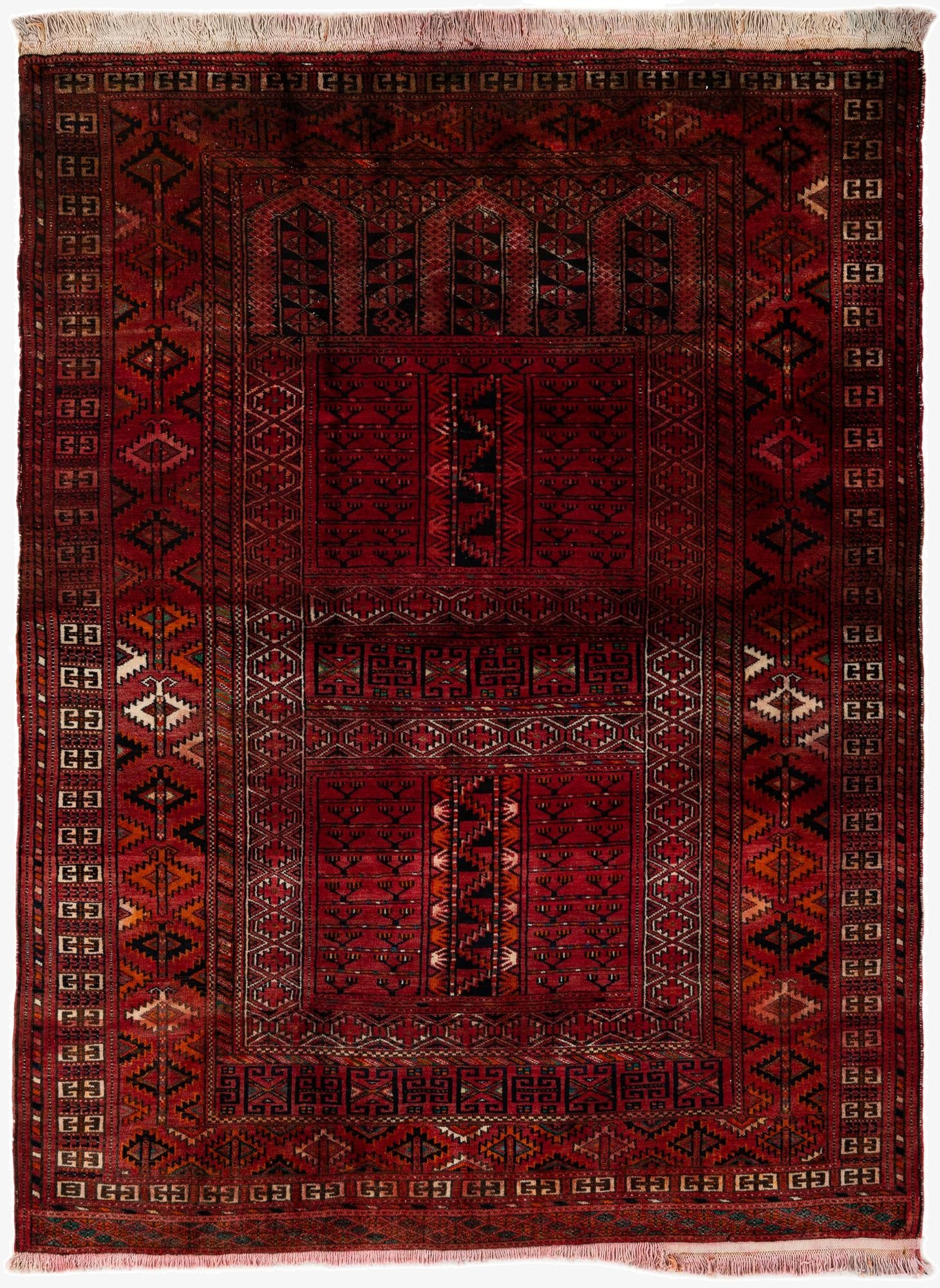  3' 10 x 5' 1  Hand Knotted Bokhara Oriental Wool Rug