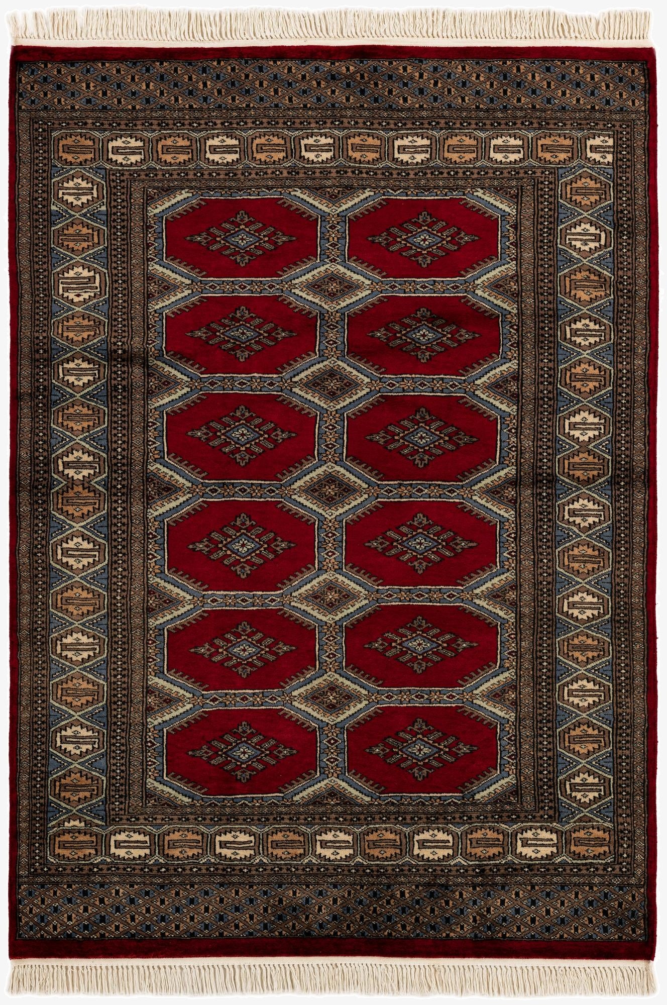  4' 2 x 5' 9  Hand Knotted Bokhara Oriental Wool Rug