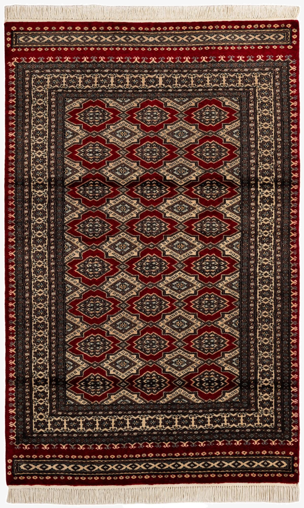  4' 1 x 6' 6  Hand Knotted Bokhara Wool Rug