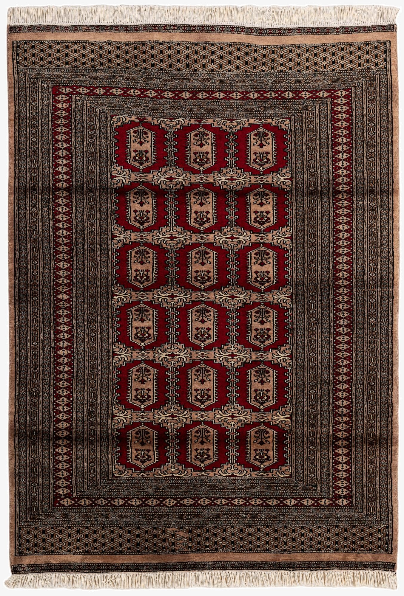  4' 2 x 5' 10  Hand Knotted Bokhara Wool Rug