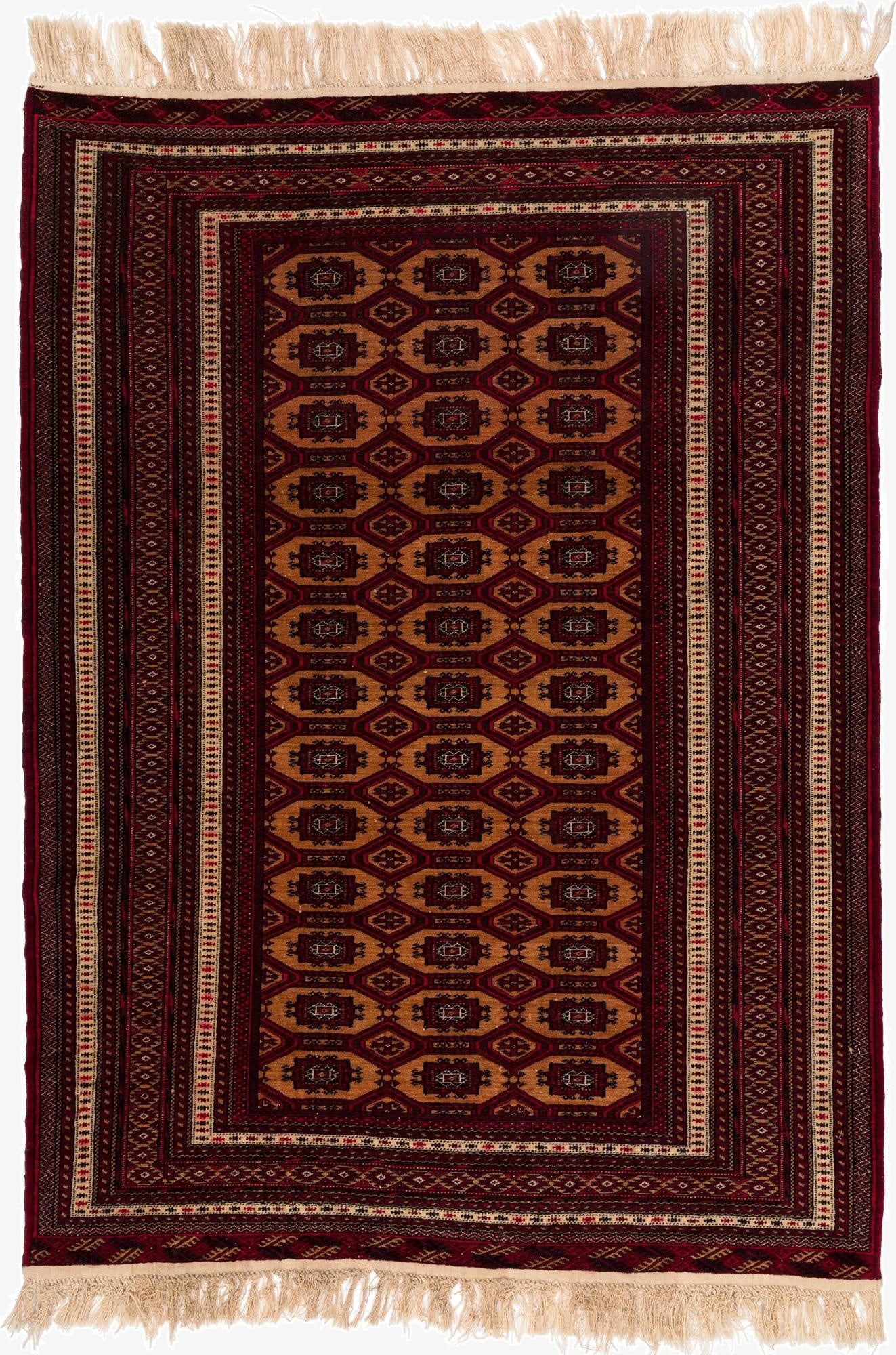  4' 2 x 5' 8  Hand Knotted Bokhara Oriental Wool Rug