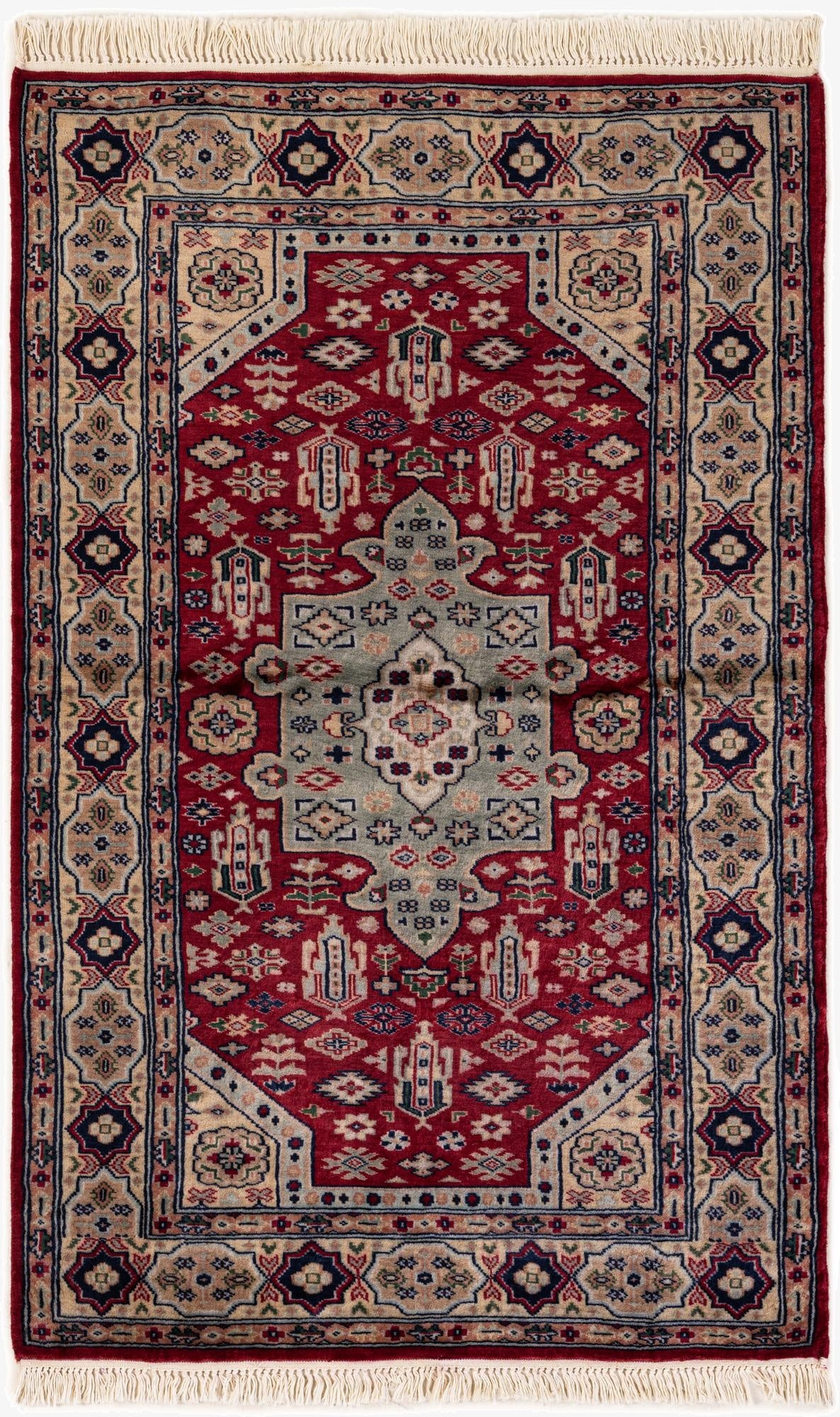  3' 2 x 5' 1  Hand Knotted Bokhara Wool Rug