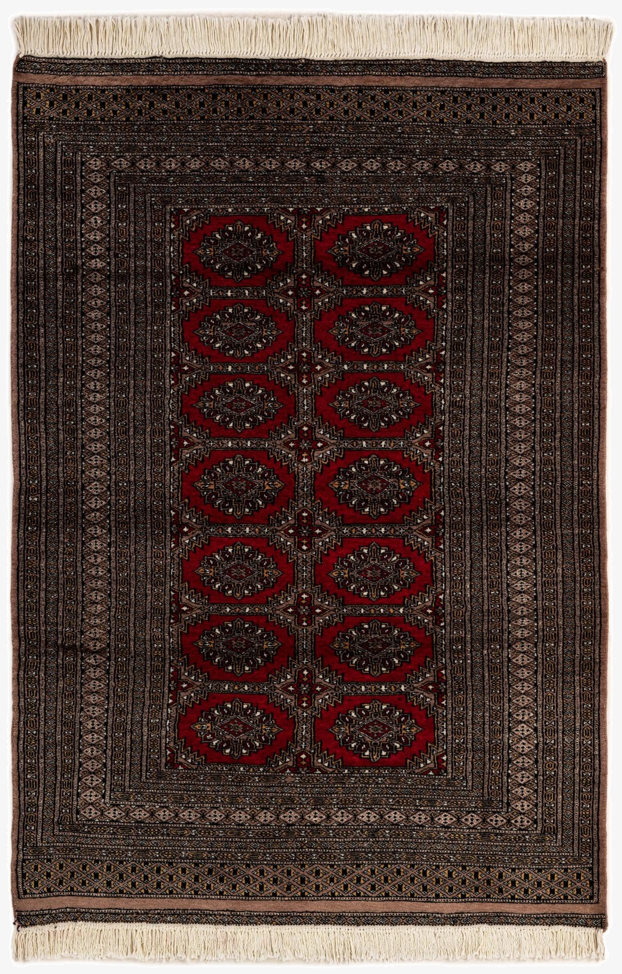  4' 3 x 6' 2  Hand Knotted Bokhara Oriental Wool Rug