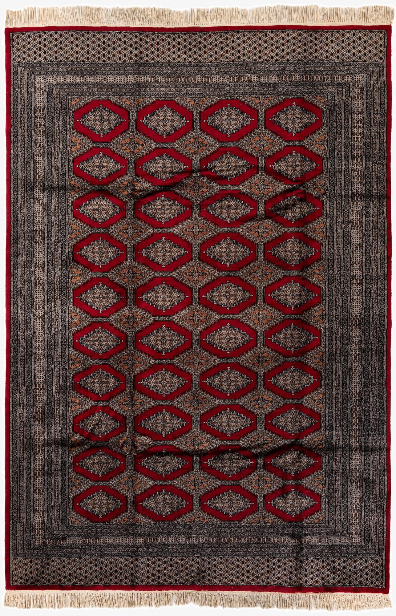  6' 4 x 9' 4  Hand Knotted Bokhara Oriental Wool Rug