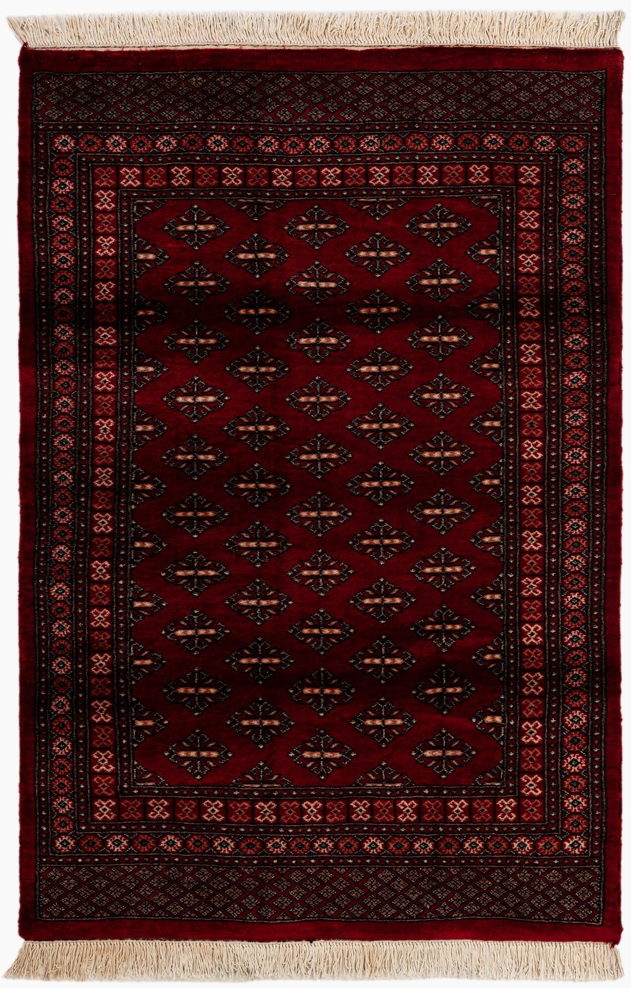  4' 1 x 6' 2  Hand Knotted Bokhara Wool Rug
