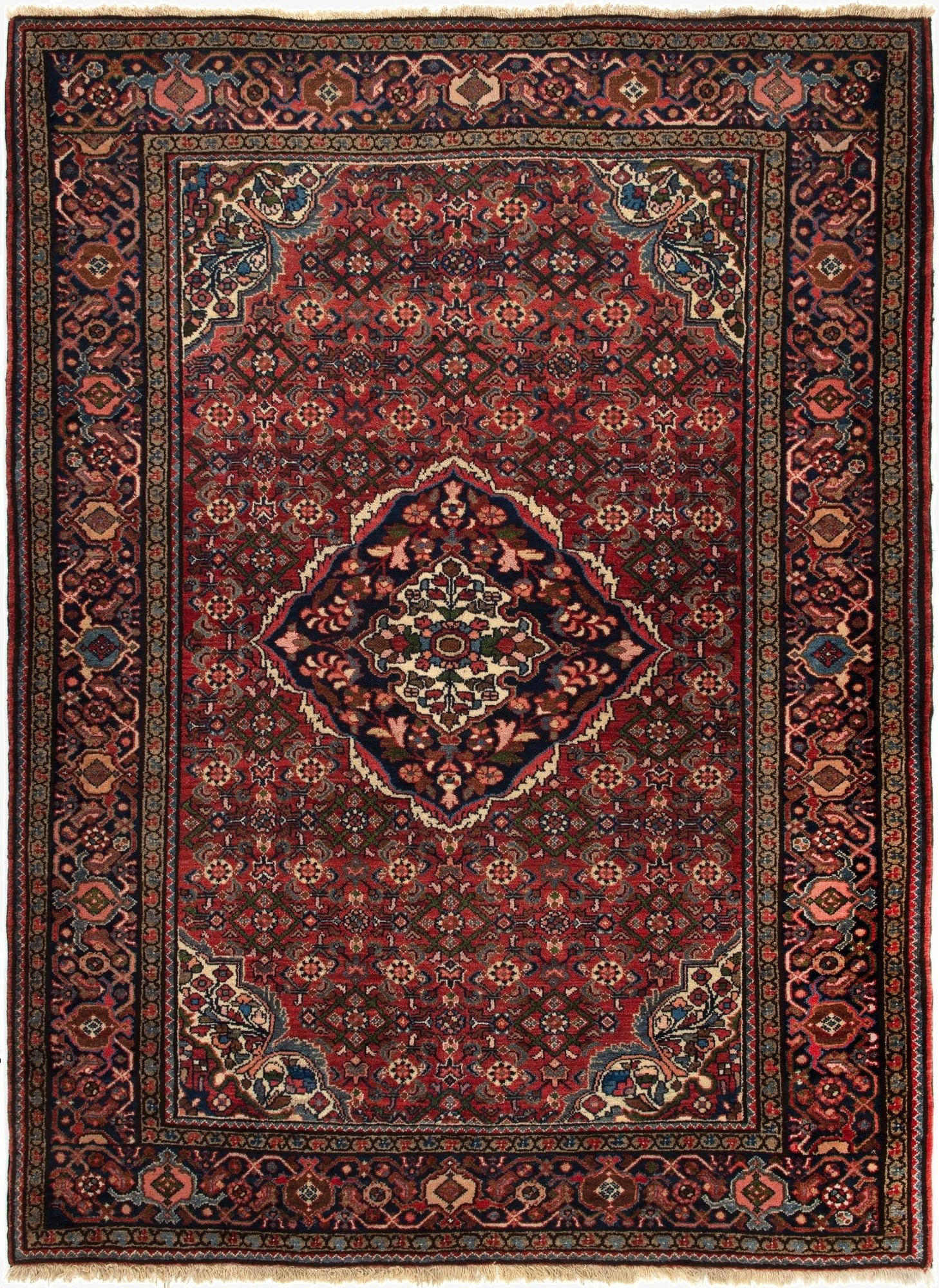  4' 11 x 6' 9  Hand Knotted Bortschalu Persian Rug