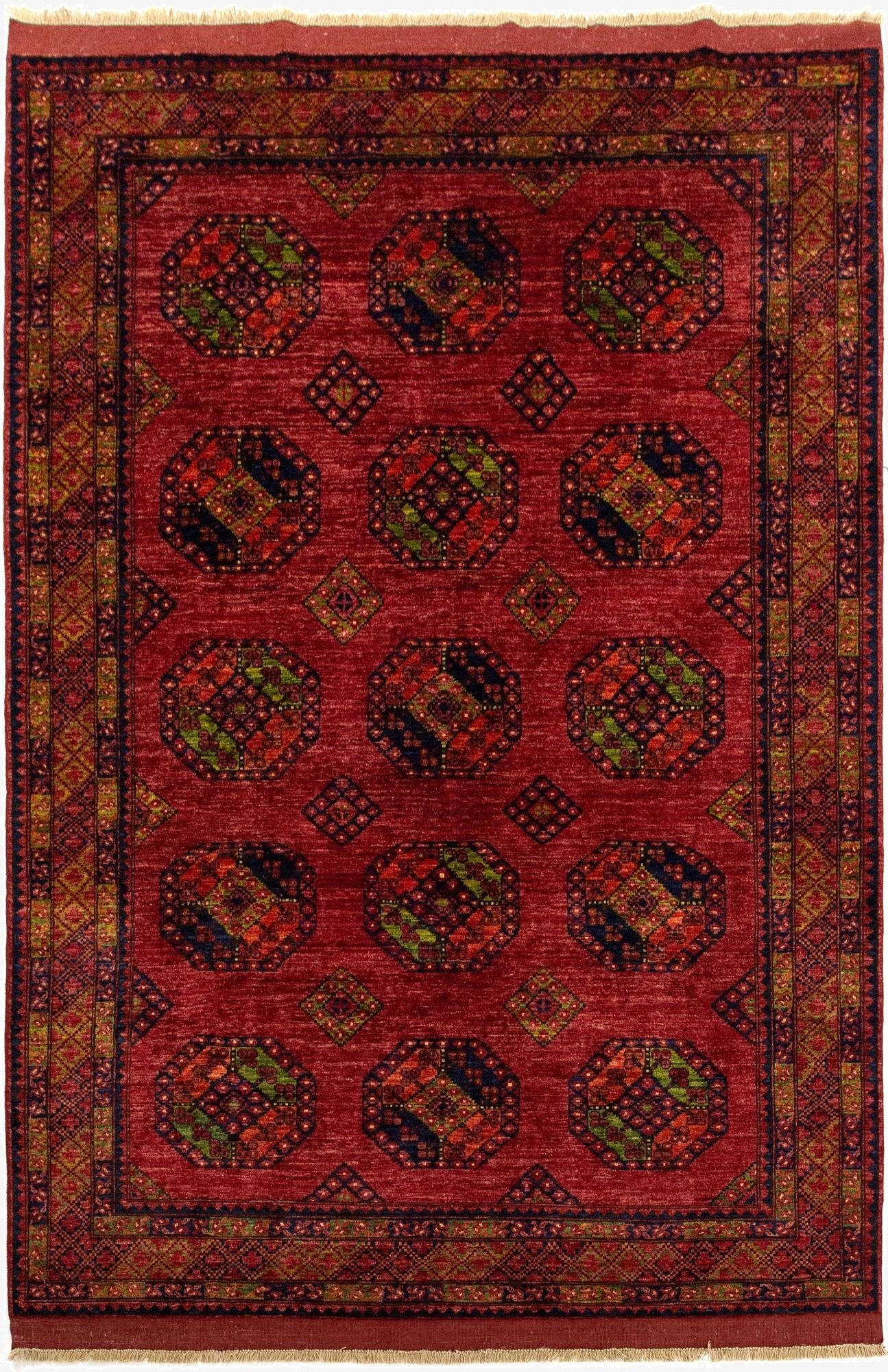  6' 8 x 9' 10 Ersari Afghan Wool Rug