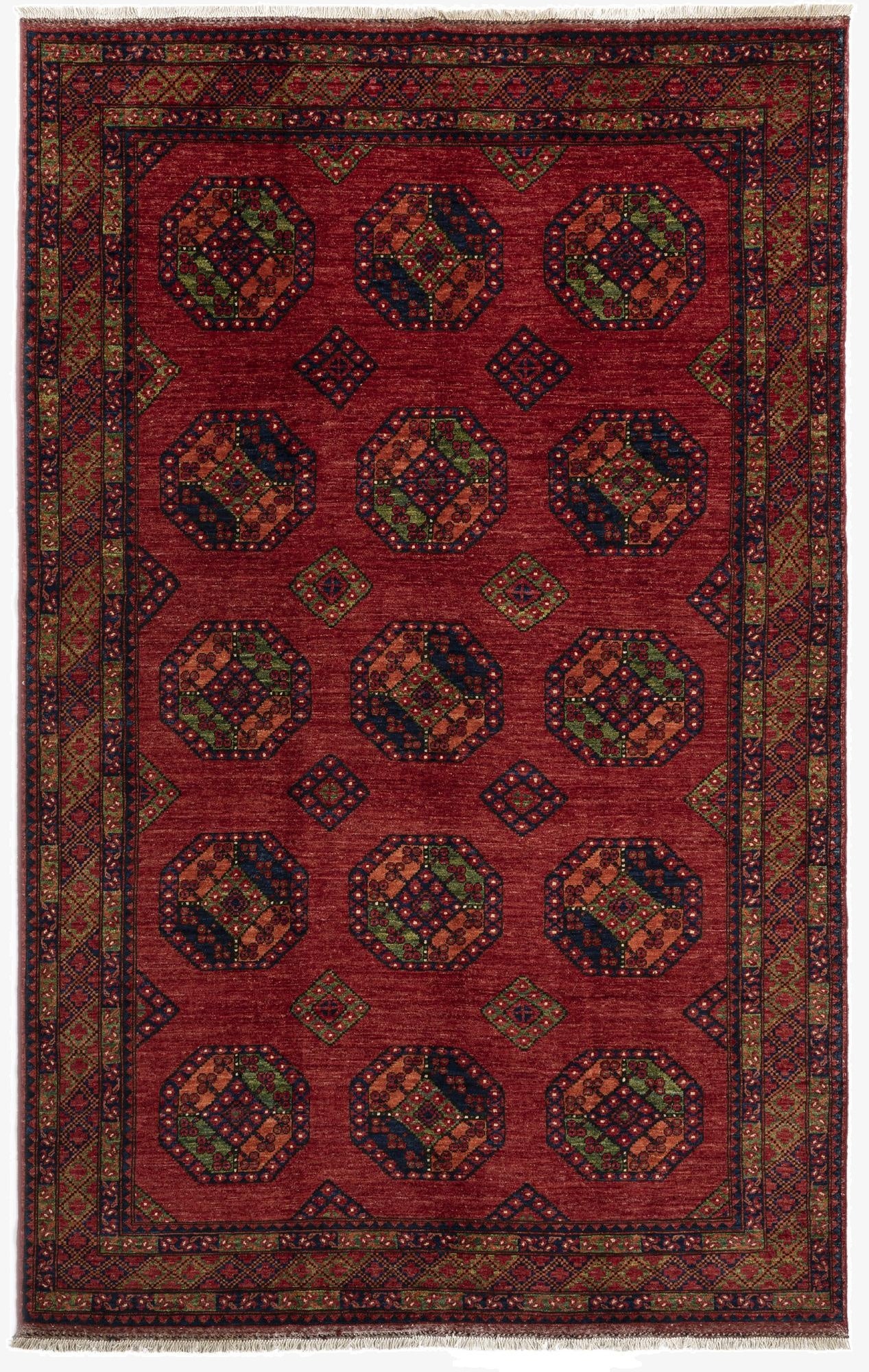  6' 8 x 10' 8 Ersari Afghan Wool Rug