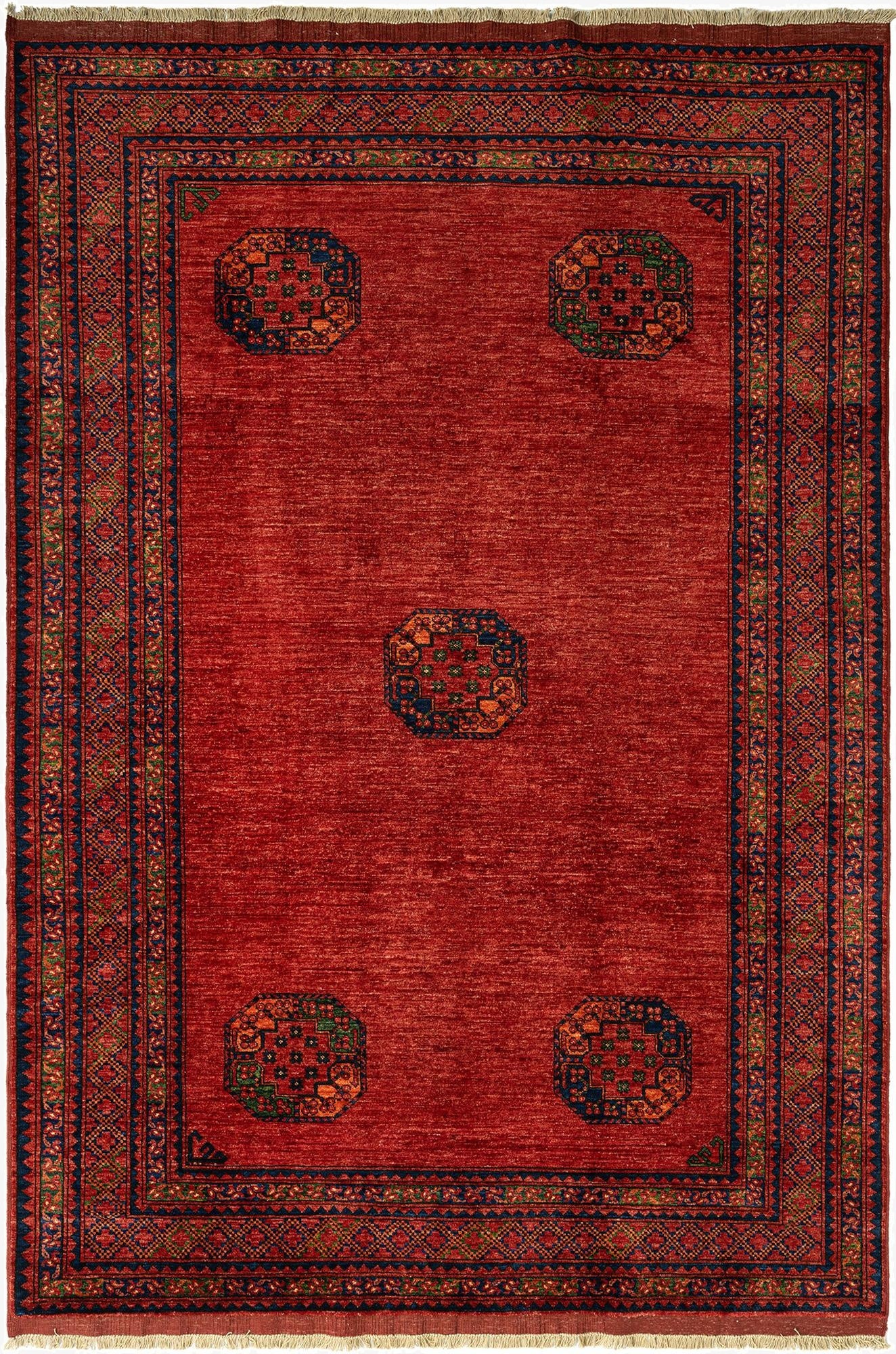  6' 8 x 9' 9 Ersari Afghan Wool Rug
