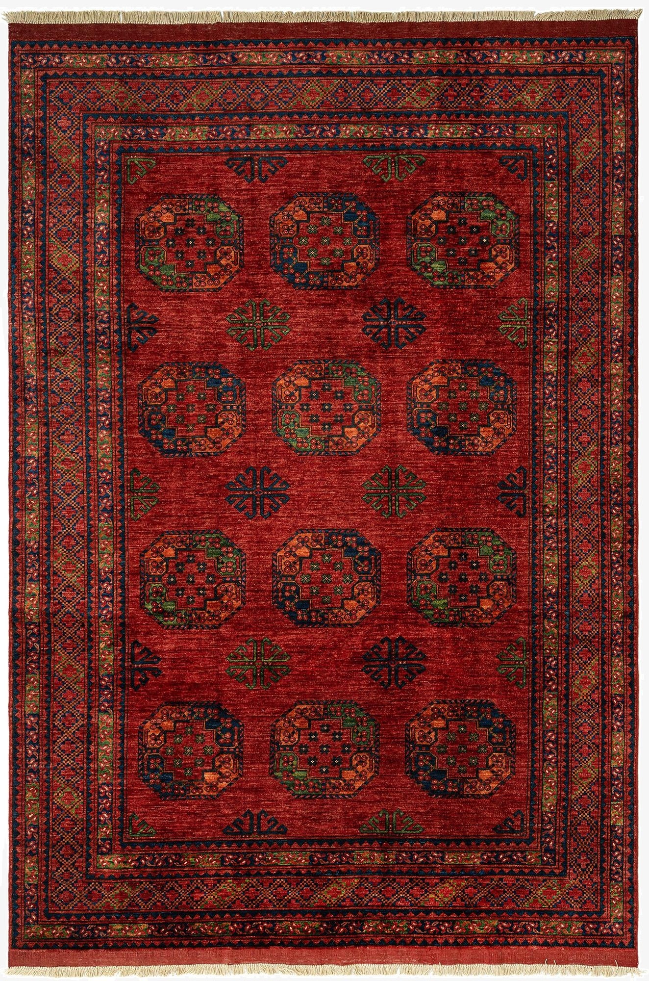  6' 9 x 9' 9 Ersari Afghan Wool Rug