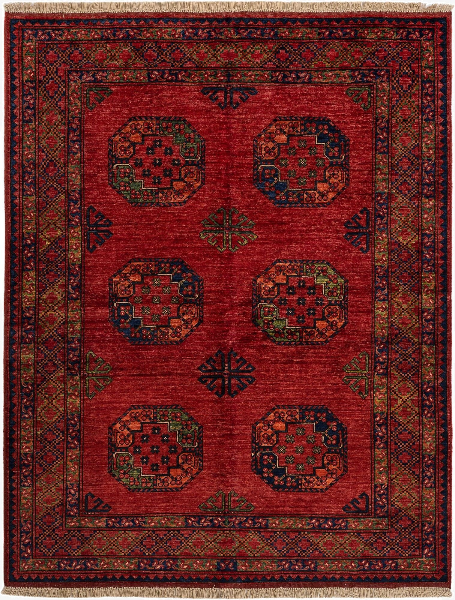  5' 1 x 6' 9 Ersari Afghan Wool Rug