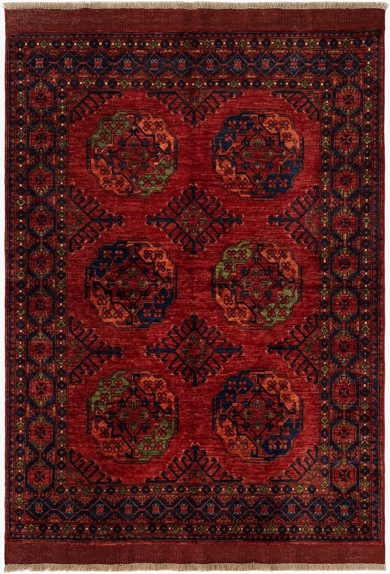  5' 1 x 6' 11 Ersari Afghan Wool Rug