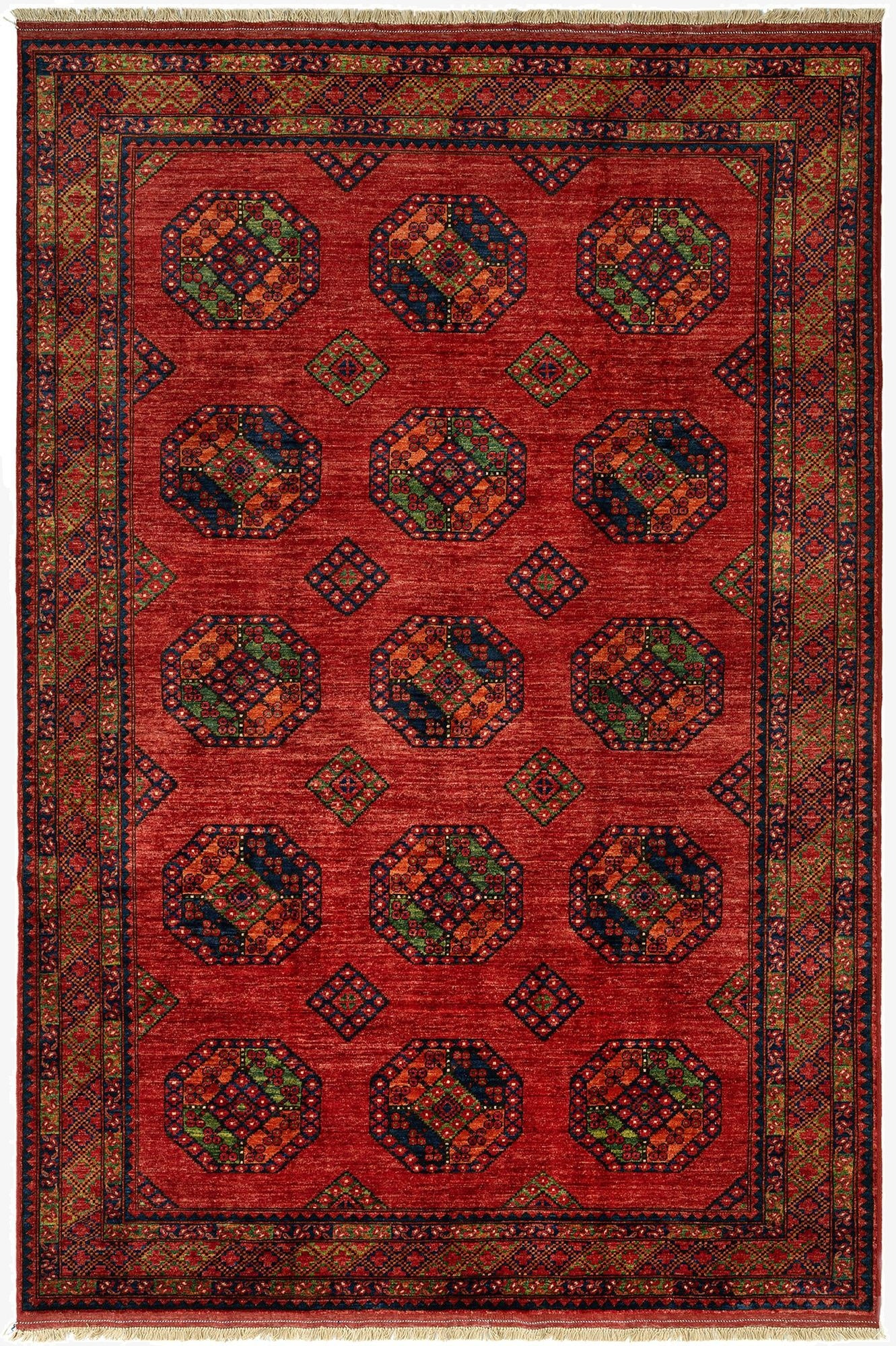  6' 9 x 10' Ersari Afghan Wool Rug