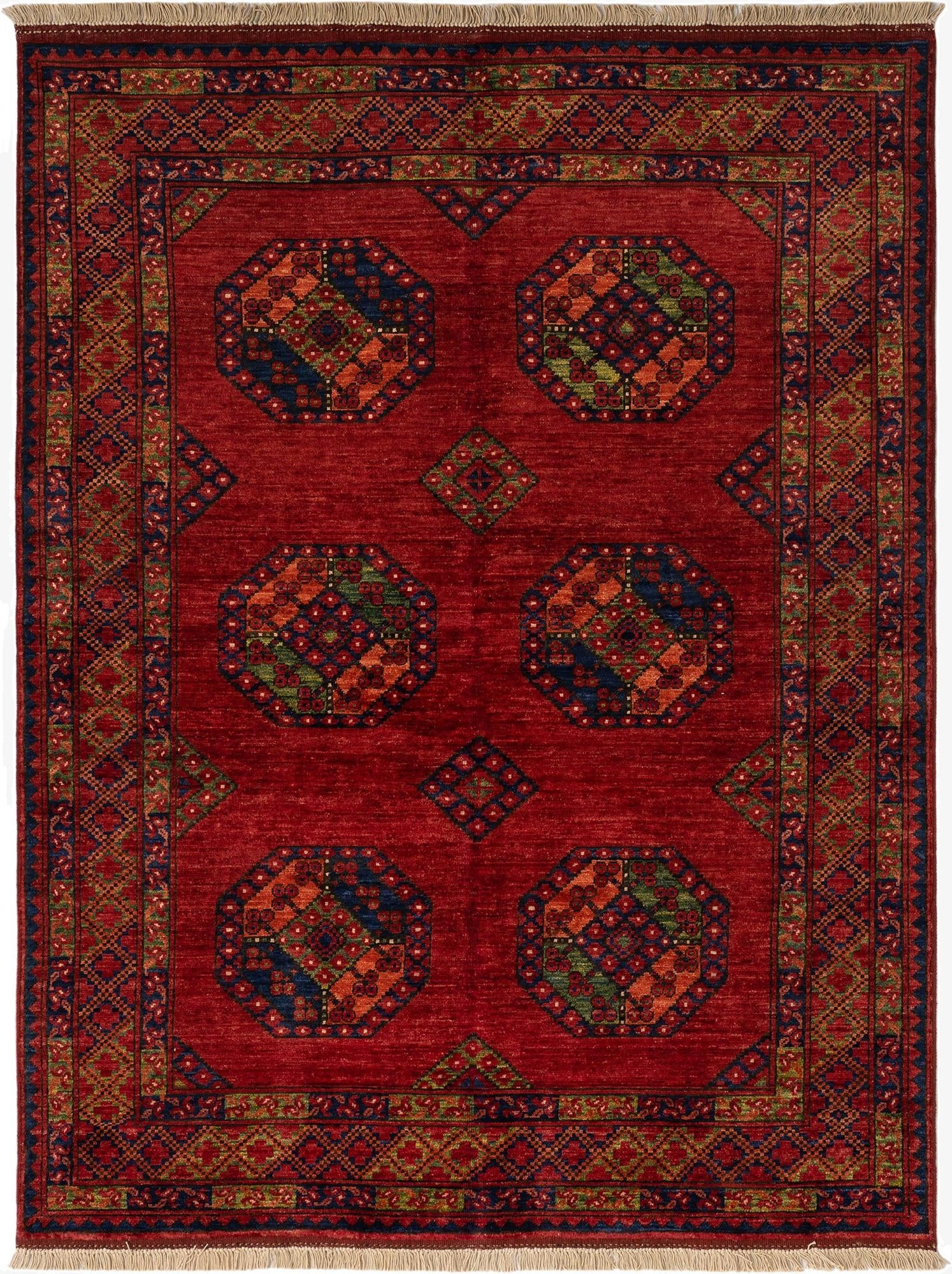  4' 11 x 6' 6 Ersari Afghan Wool Rug