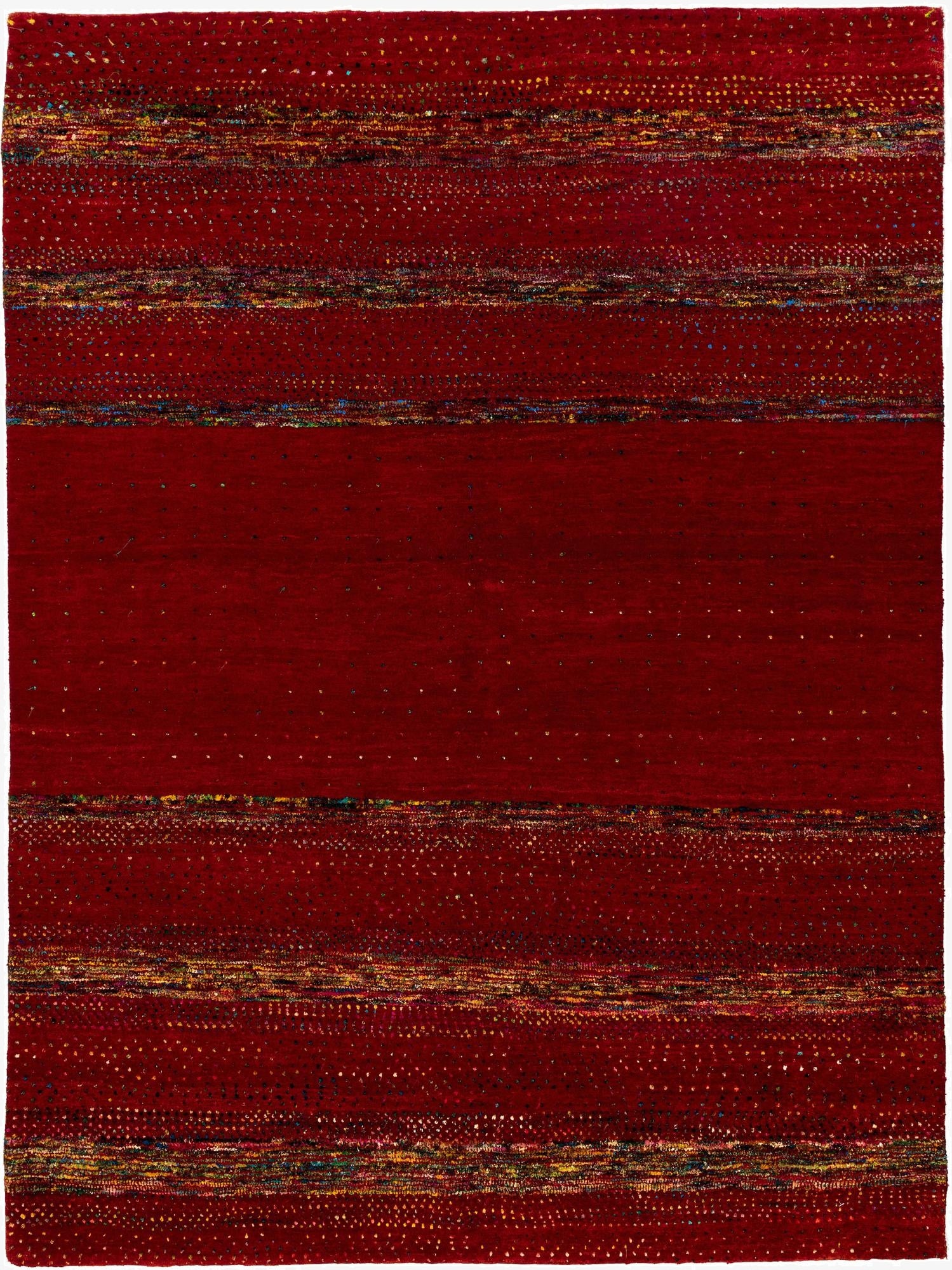  4' 10 x 6' 6  Hand Knotted Gabbeh Wool Rug