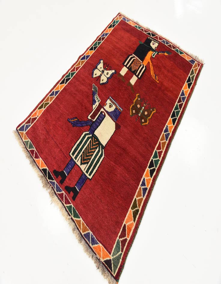 Detail image of  3' 8 x 5' 3  Hand Knotted Ghashghaei Persian Wool Rug