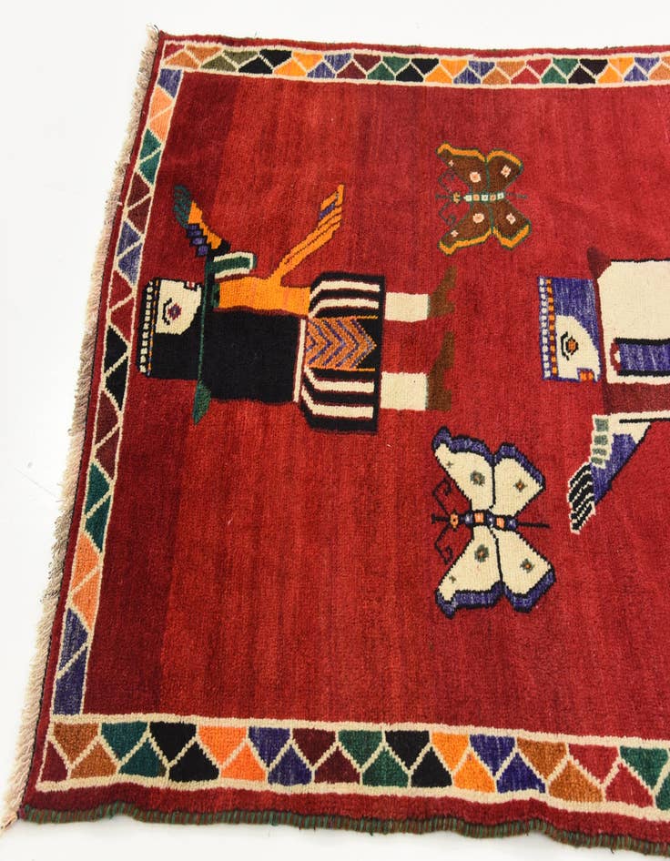 Detail image of  3' 8 x 5' 3  Hand Knotted Ghashghaei Persian Wool Rug