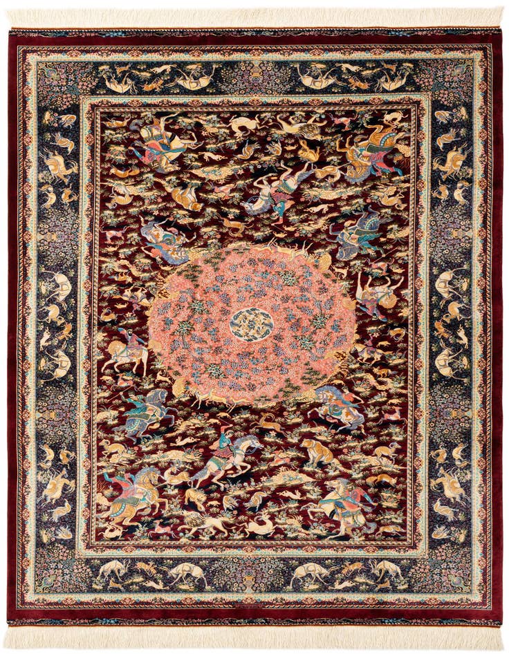 Detail image of  4' 5 x 6' 4 Ghom Design Rug