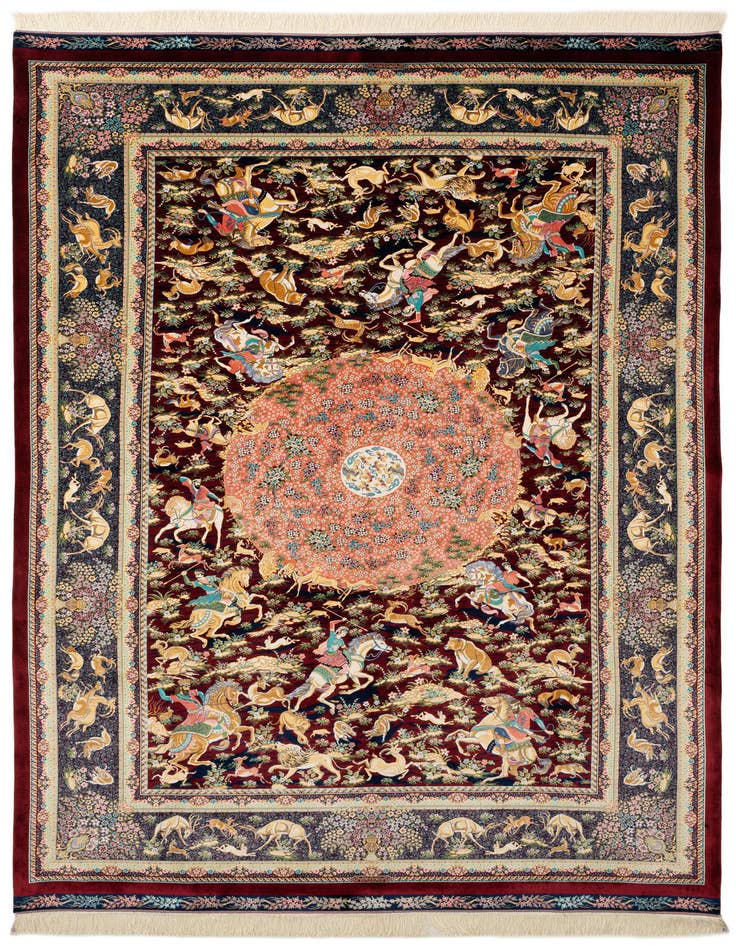 Detail image of  6' 6 x 9' 9 Ghom Design Rug
