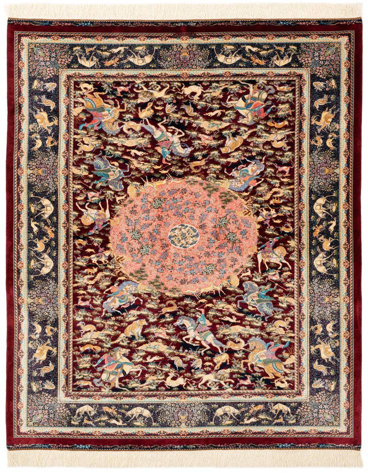 Detail image of  4' 4 x 6' 4 Ghom Design Rug
