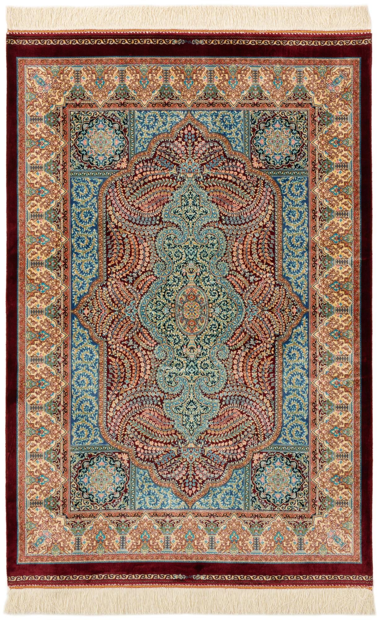  3' 2 x 4' 10 Ghom Design Rug