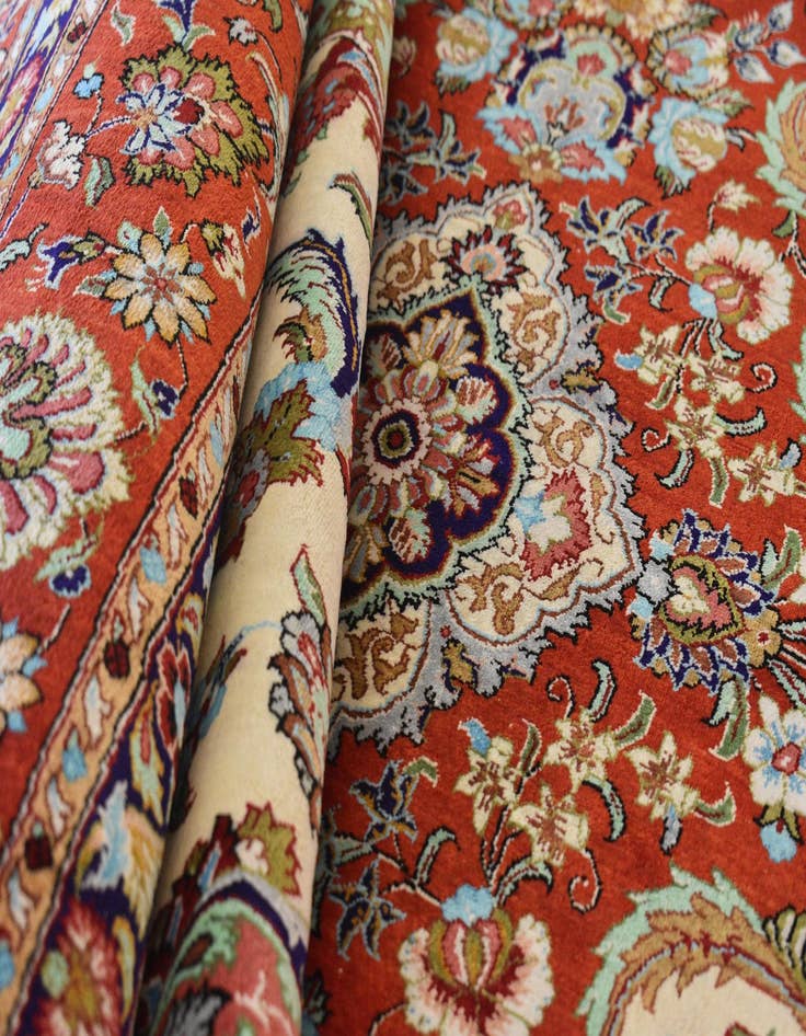 Detail image of  6' 7 x 11' 2  Hand Knotted Ghom Persian Rug