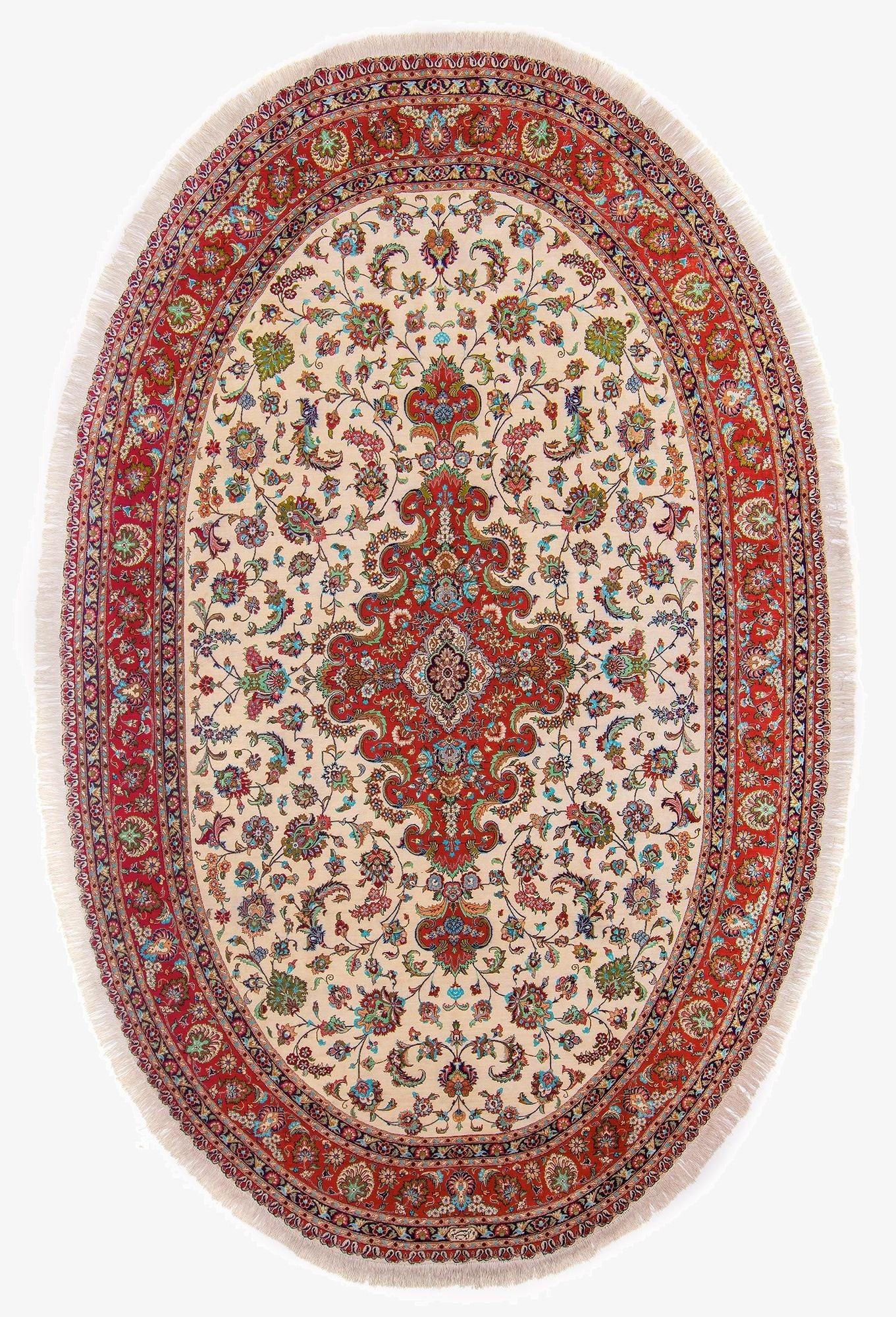  6' 7 x 11' 2  Hand Knotted Ghom Persian Rug
