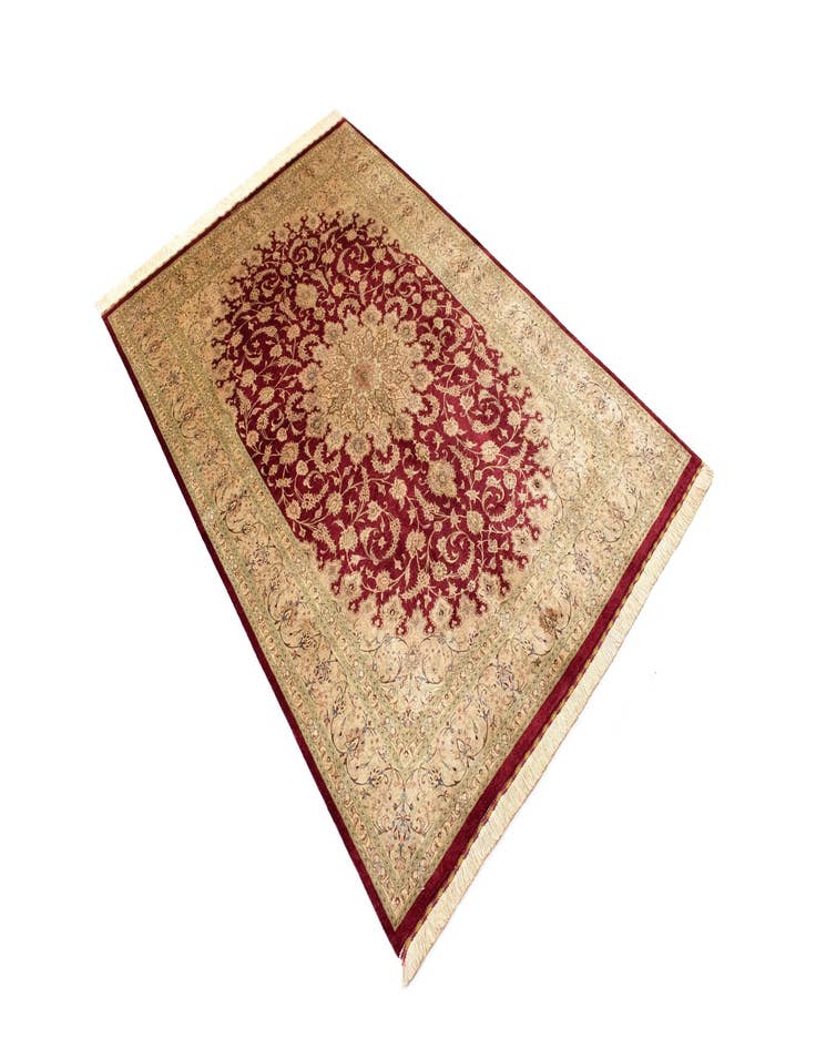 Detail image of  5' 1 x 7' 9 Ghom Silk Rug