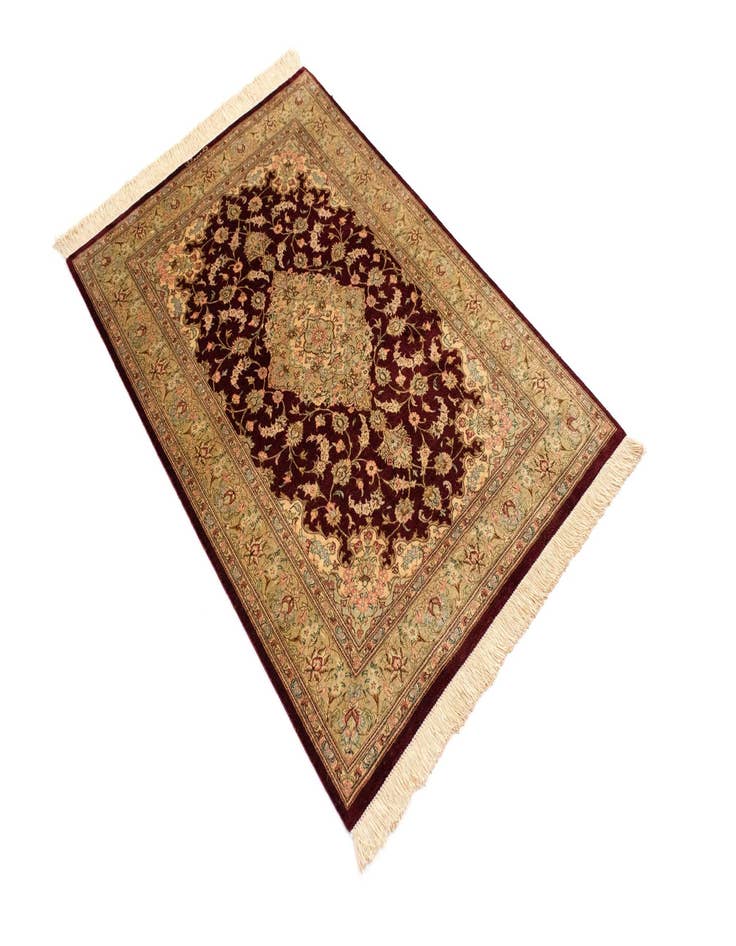 Detail image of  2' 8 x 4' Ghom Silk Rug