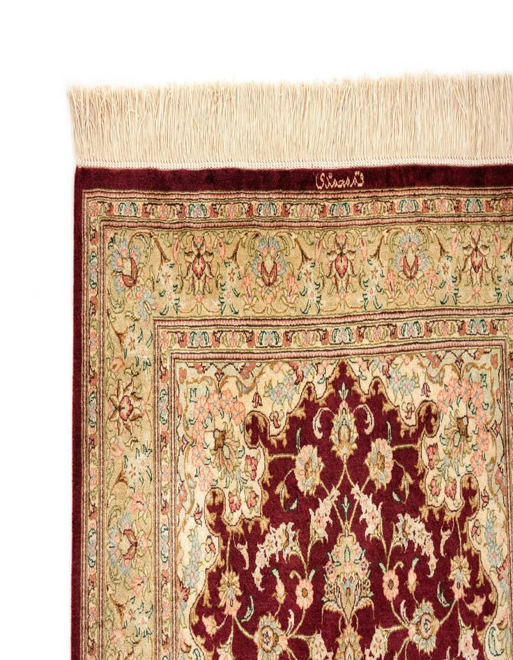 Detail image of  2' 8 x 4' Ghom Silk Rug