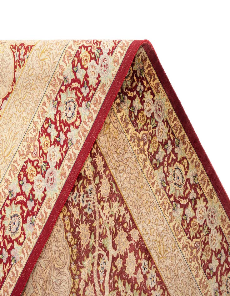 Detail image of  3' 6 x 4' 11 Ghom Silk Rug