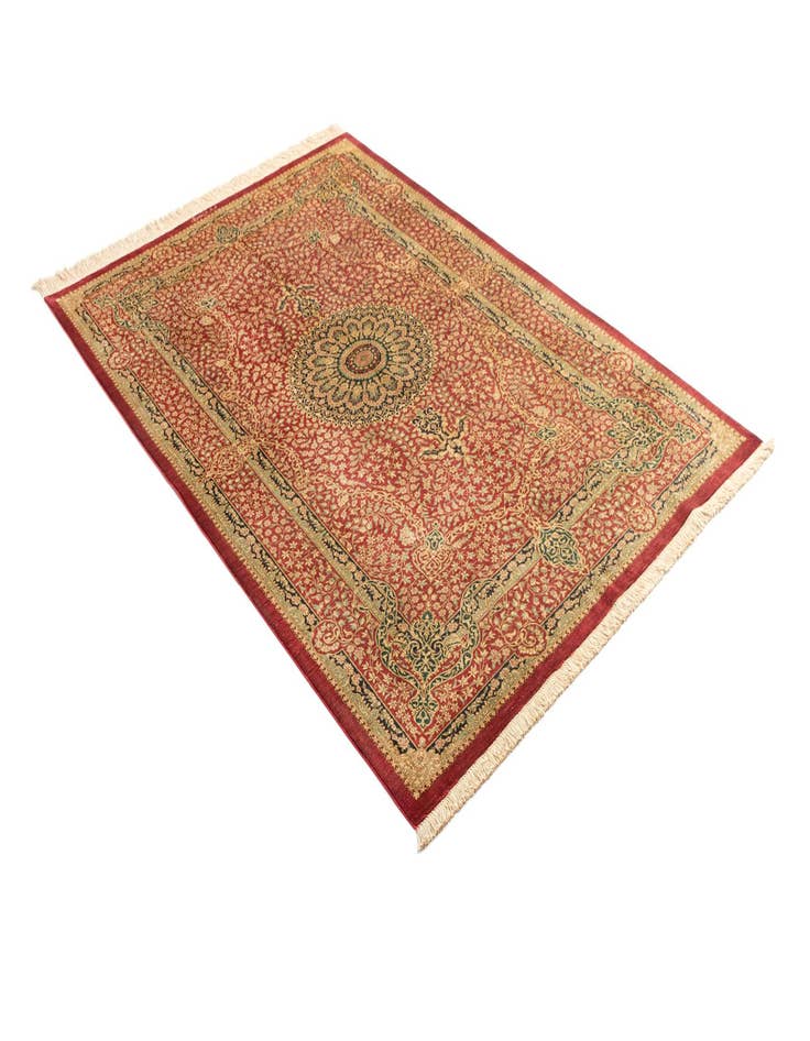 Detail image of  4' 4 x 6' 6 Ghom Silk Rug