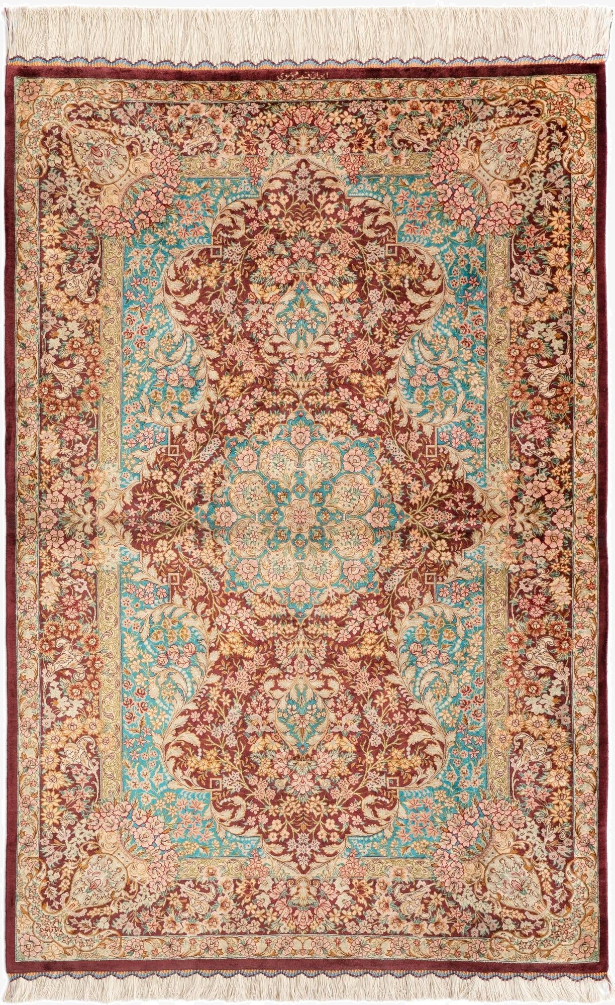  3' 3 x 4' 11 Ghom Silk Rug