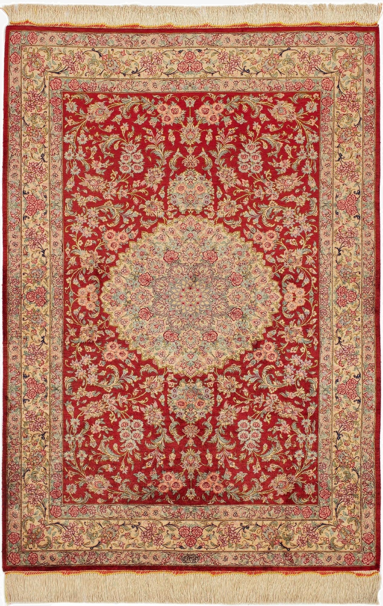  3' 3 x 4' 11 Ghom Silk Rug