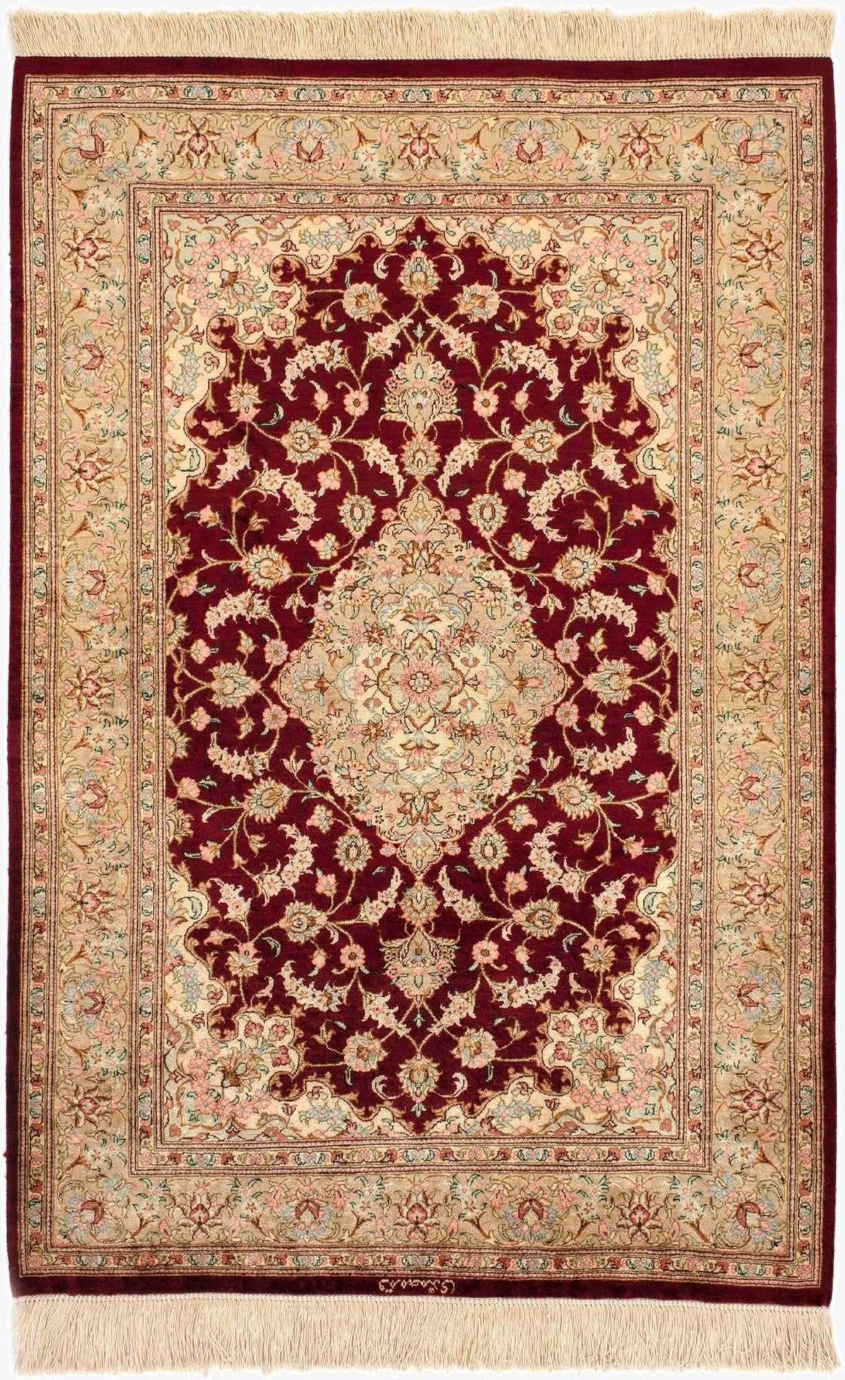  2' 8 x 4' Ghom Silk Rug