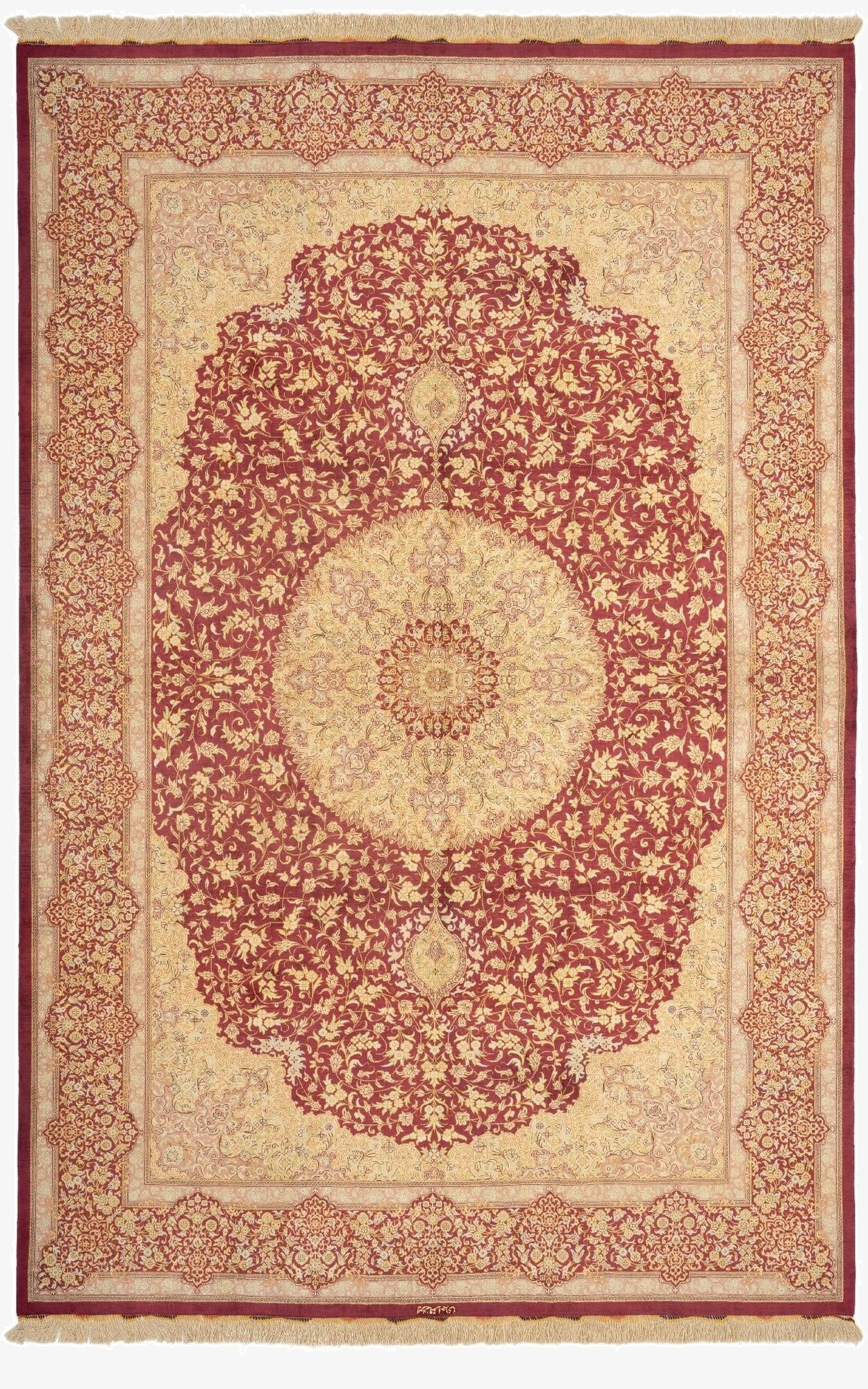  6' 7 x 9' 10 Ghom Silk Rug