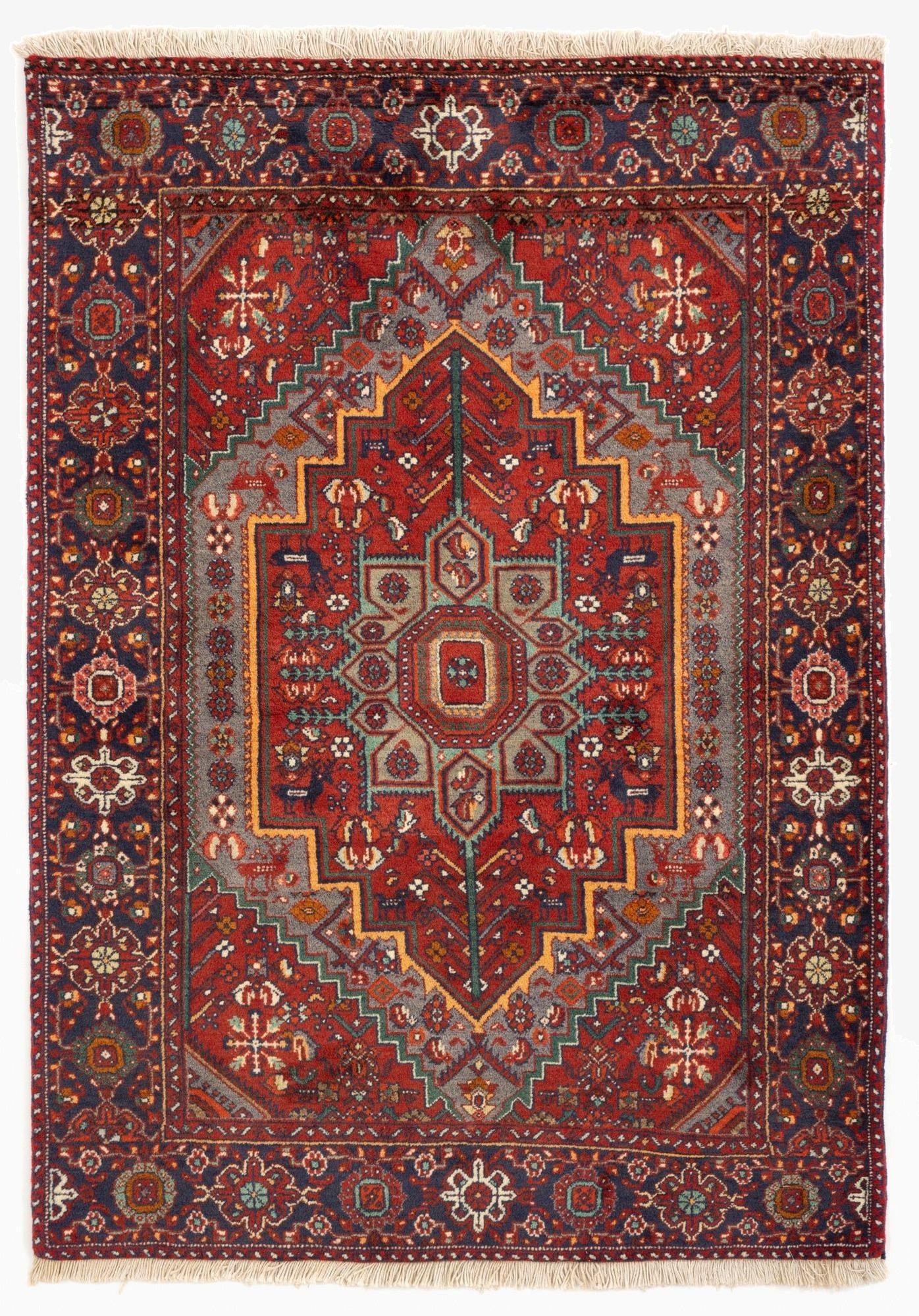  3' 7 x 4' 9  Hand Knotted Goltuk Persian Wool Rug