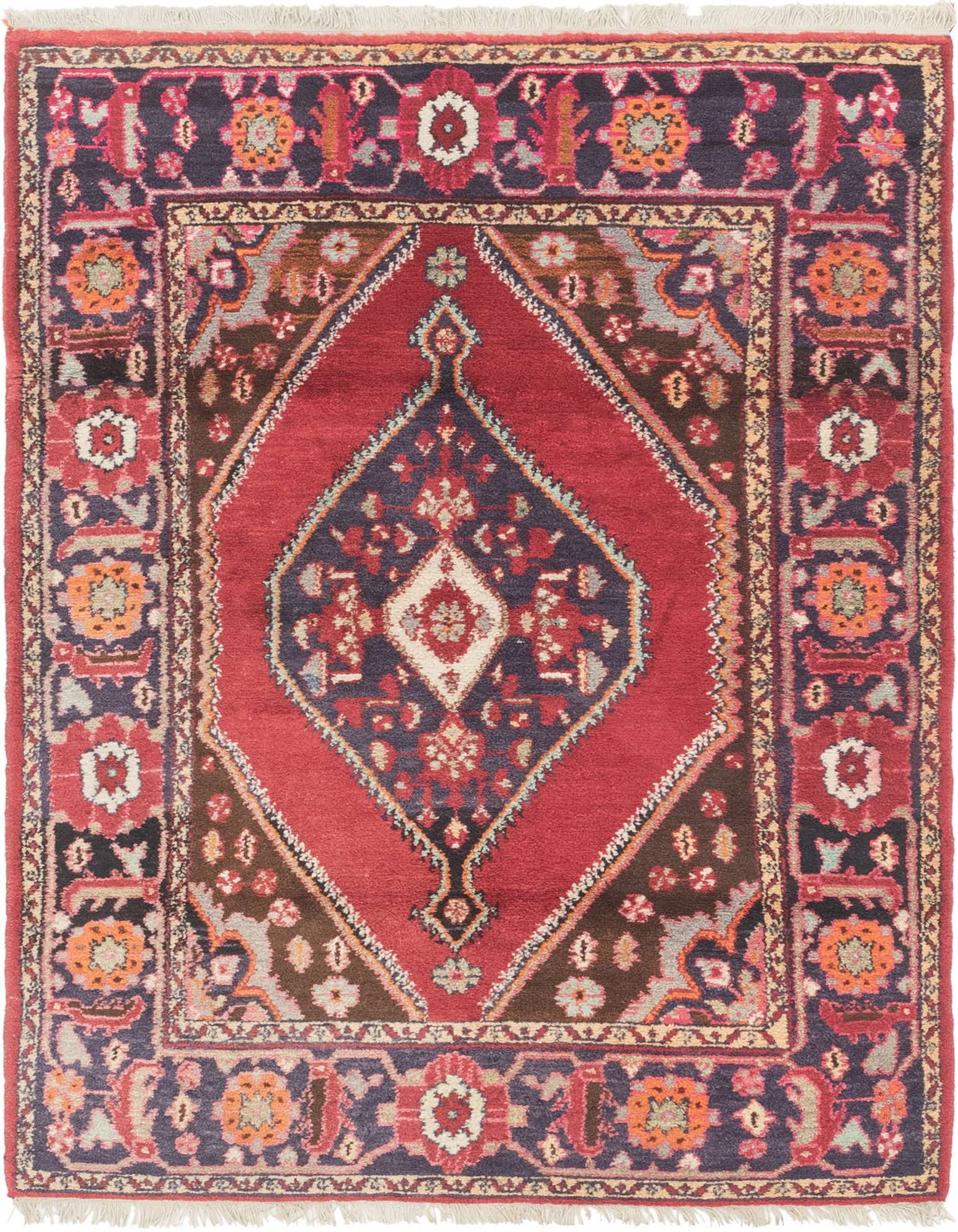Primary image  4' 4 x 6' 10  Hand Knotted Hamedan Persian Wool Rug